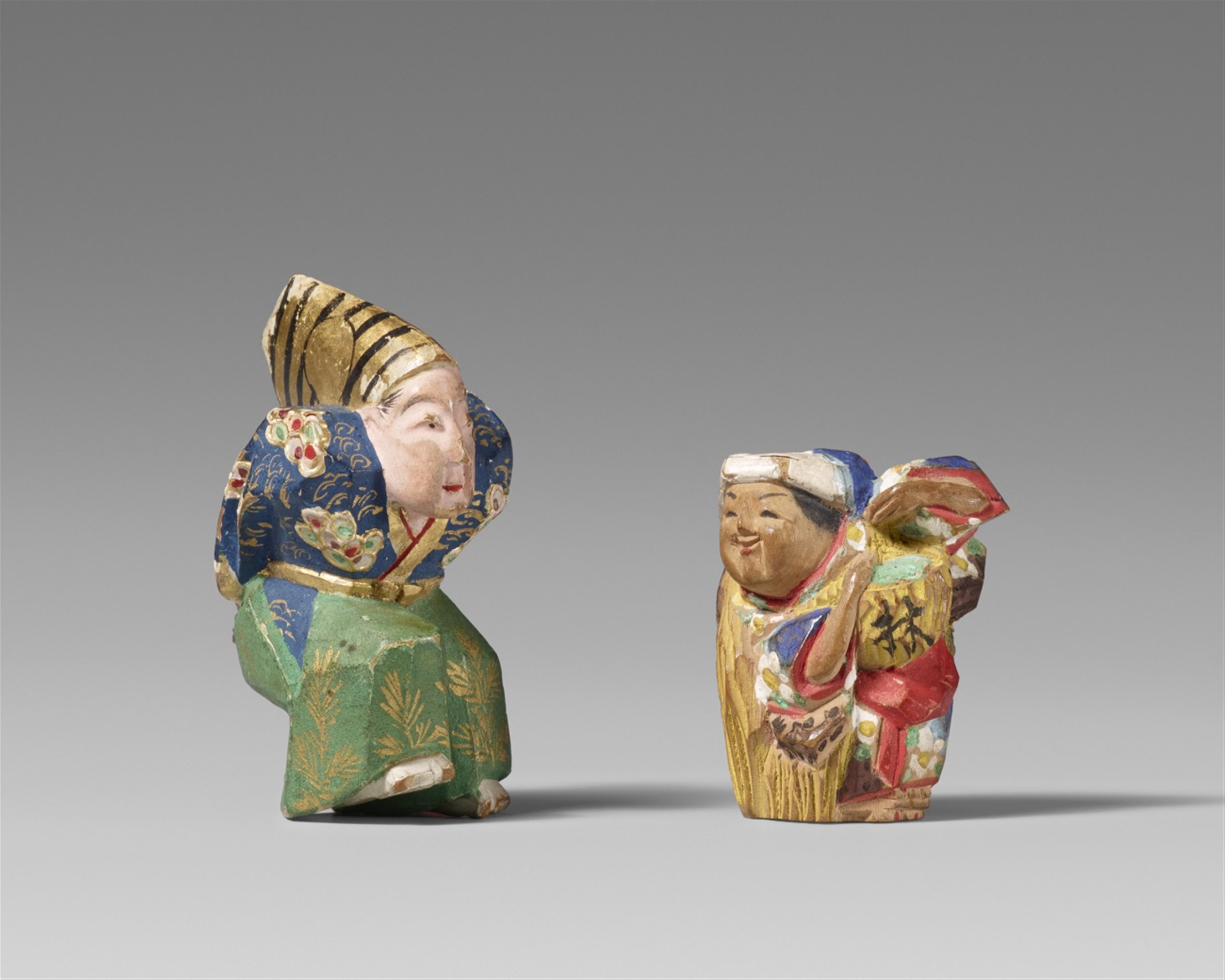 Two painted wood netsukes. Late 19th/early 20th century - image-1