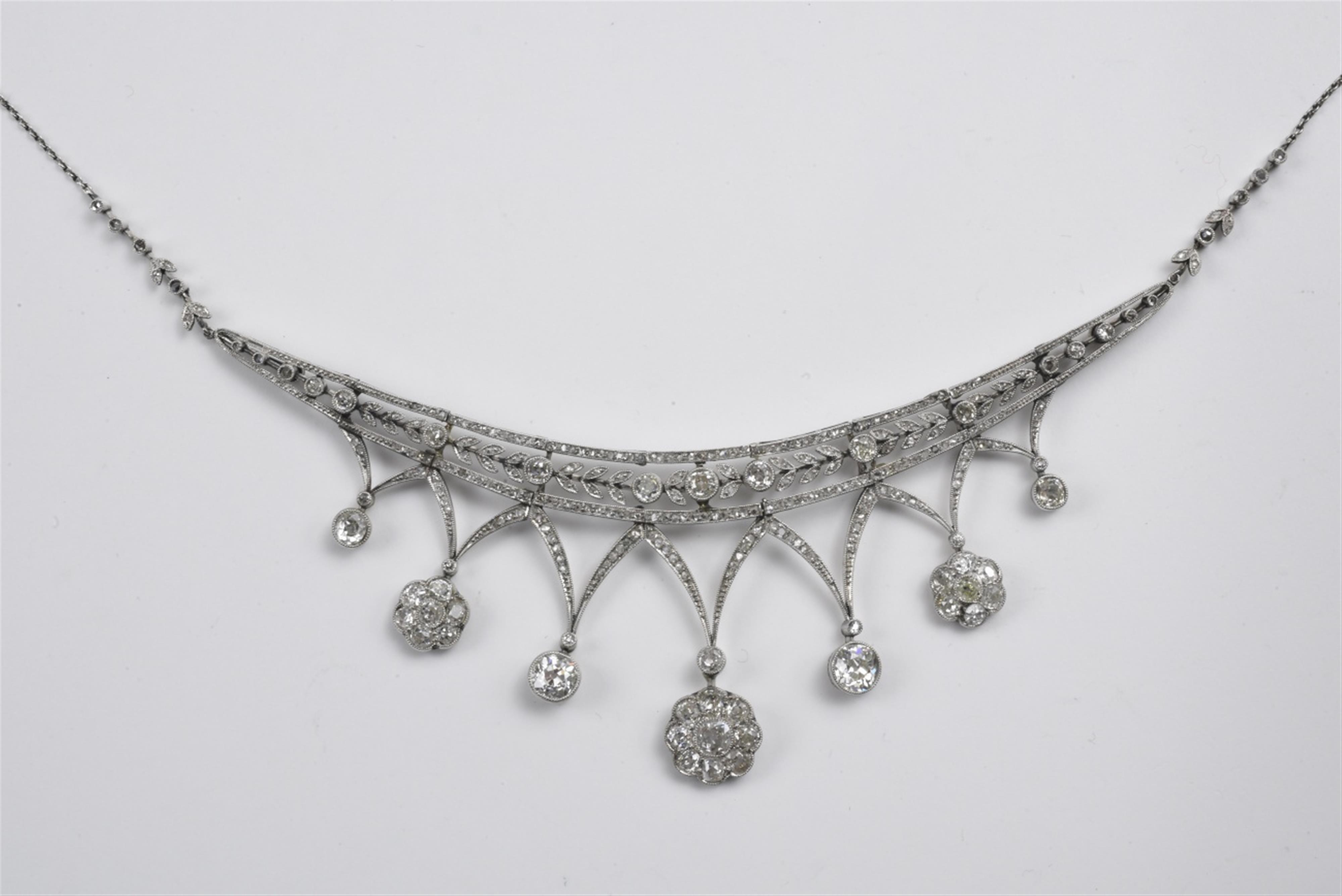 A Belle Epoque platinum and diamond collier - image-1