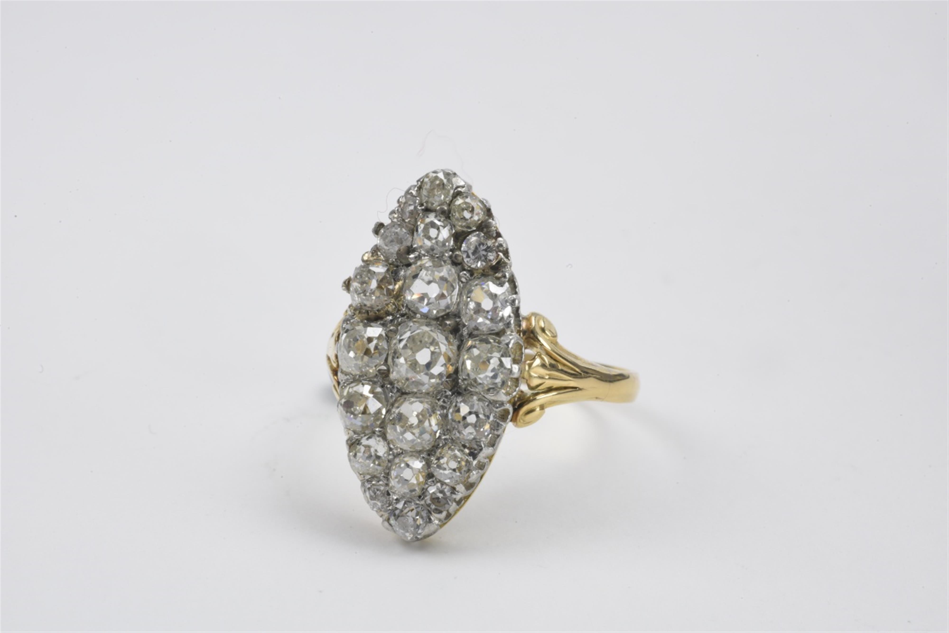 An 18k gold and diamond marquise ring - image-1
