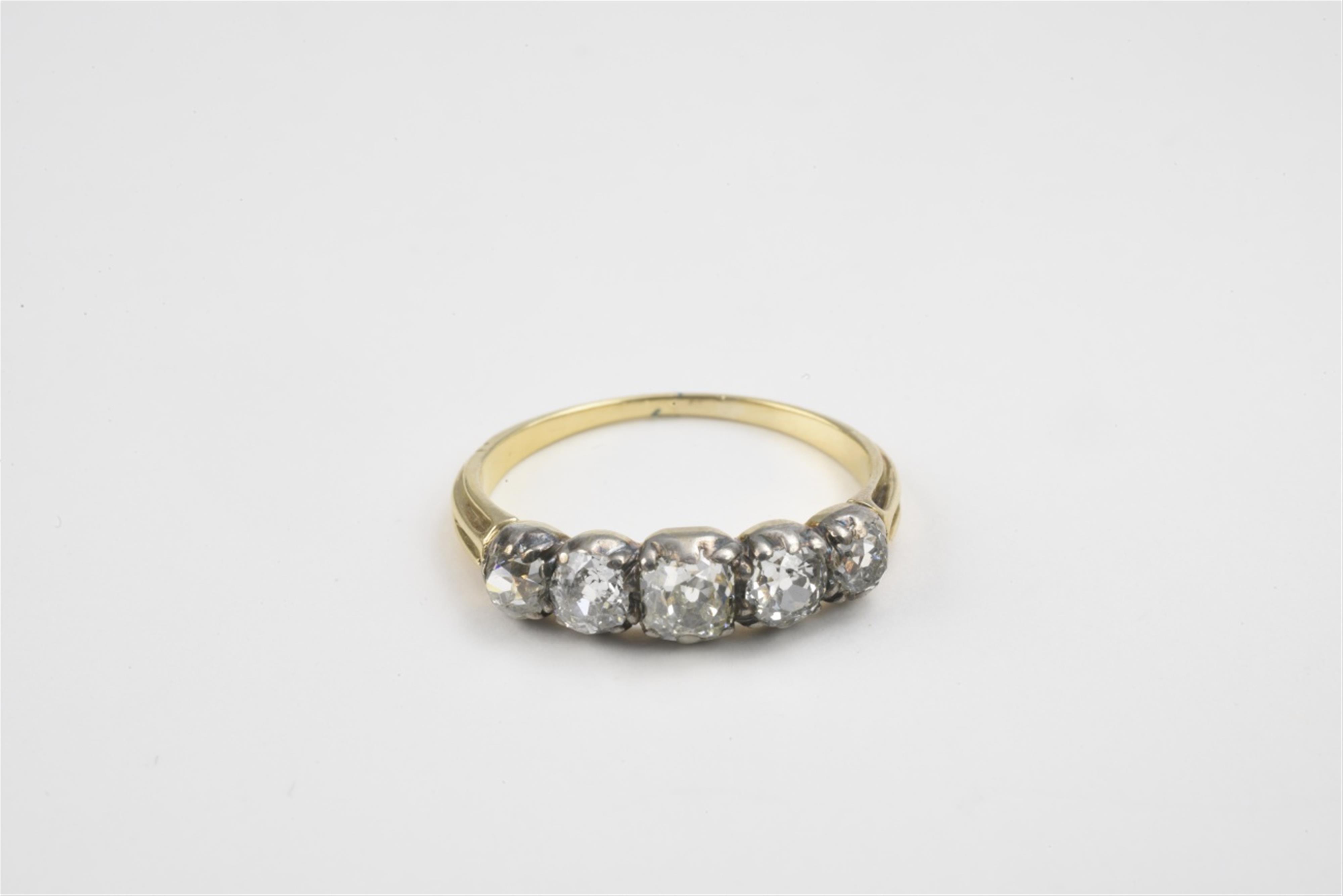 A 14k gold five-stone diamond ring - image-1