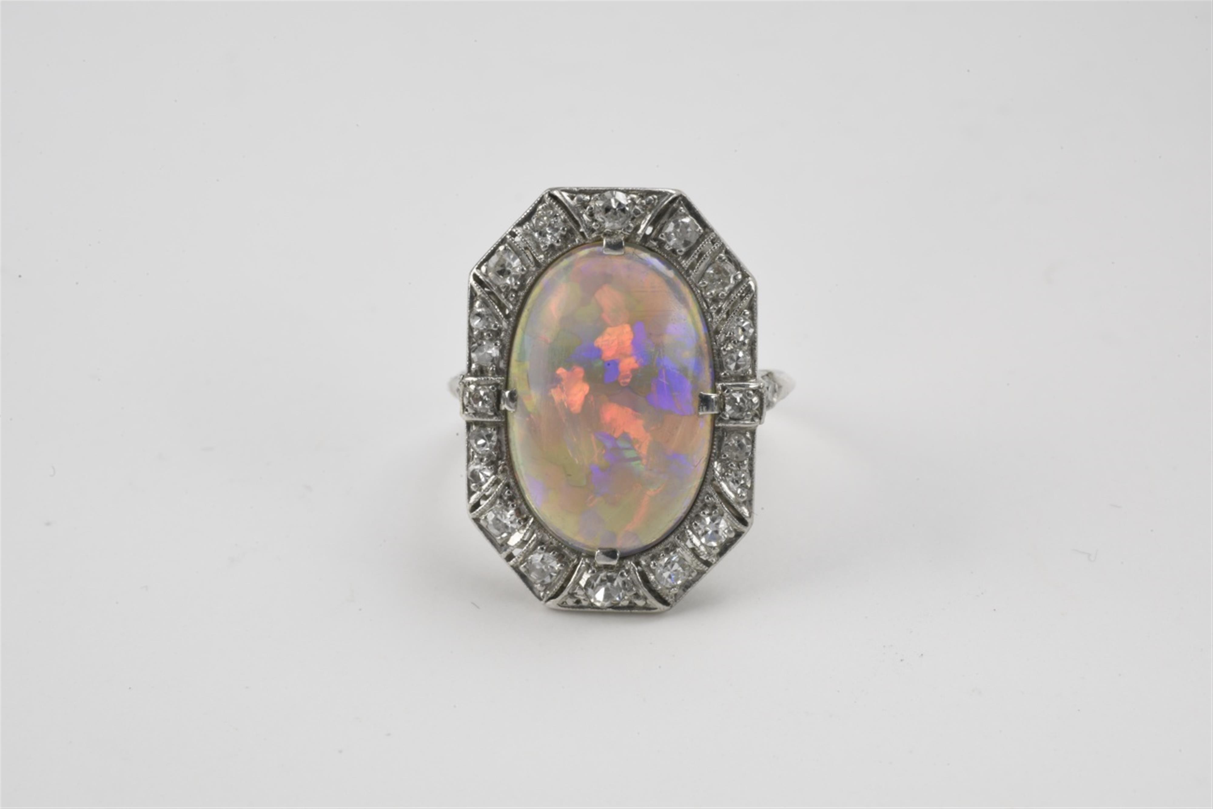 An Art Deco platinum and opal ring - image-1