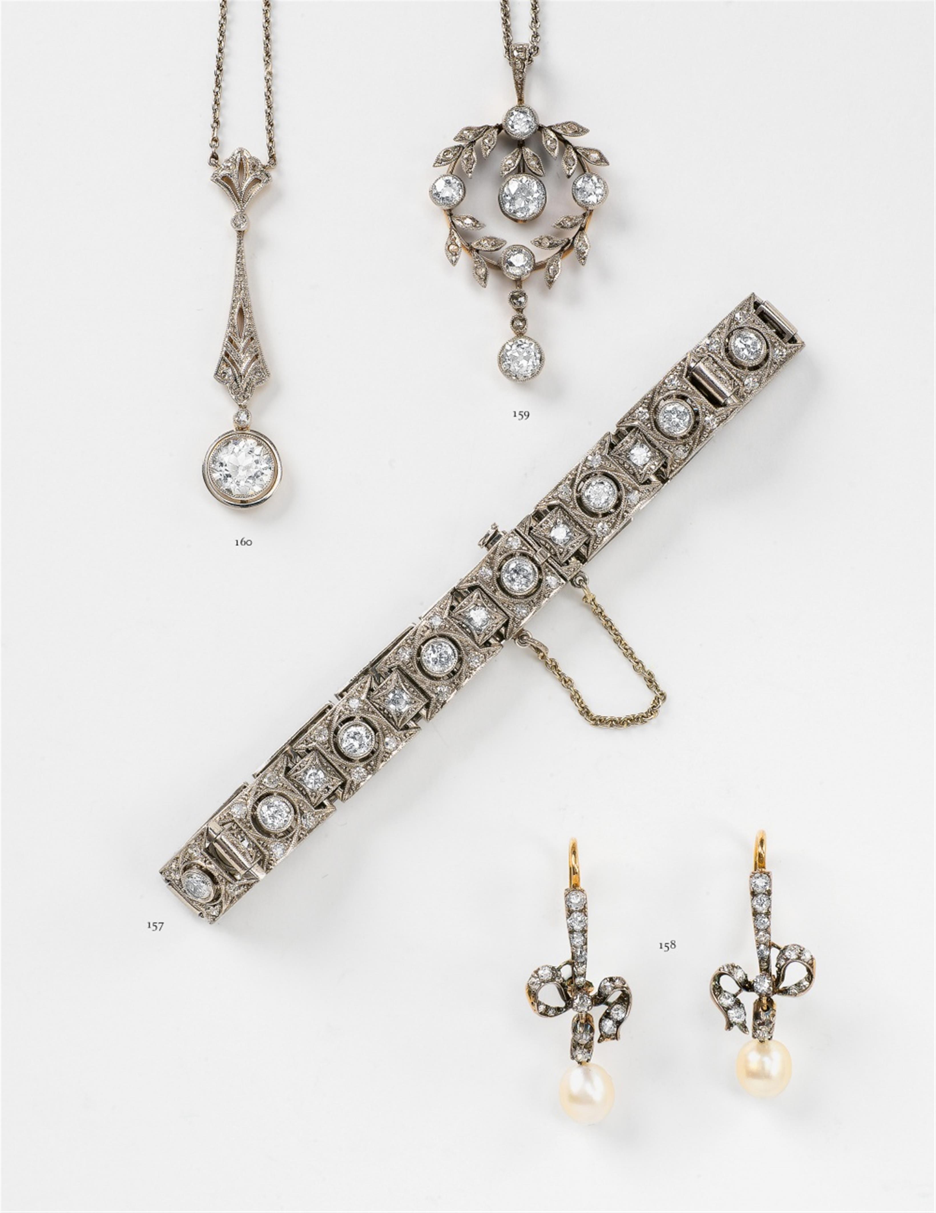 A pair of Belle Epoque 15k gold and diamond earrings - image-1