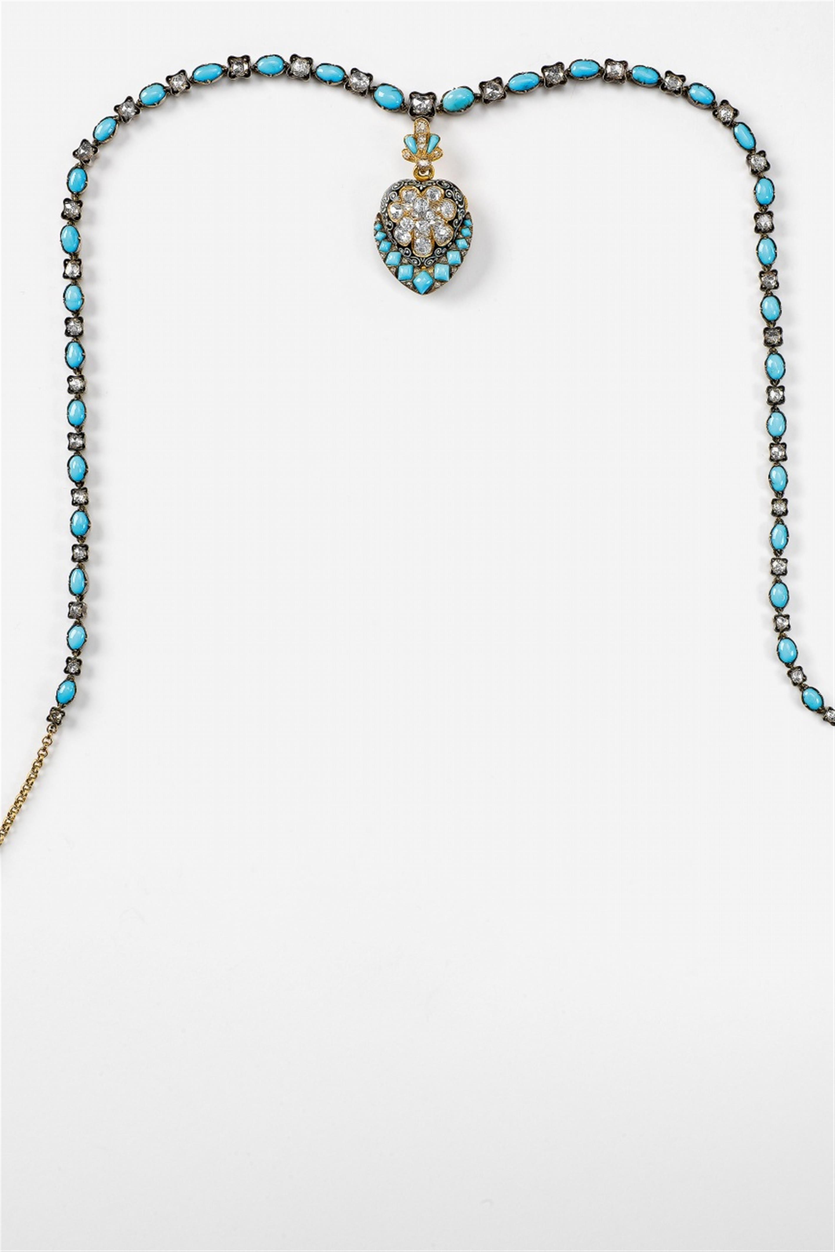 A Historicist 14k gold, turquoise and diamond pendant - image-1
