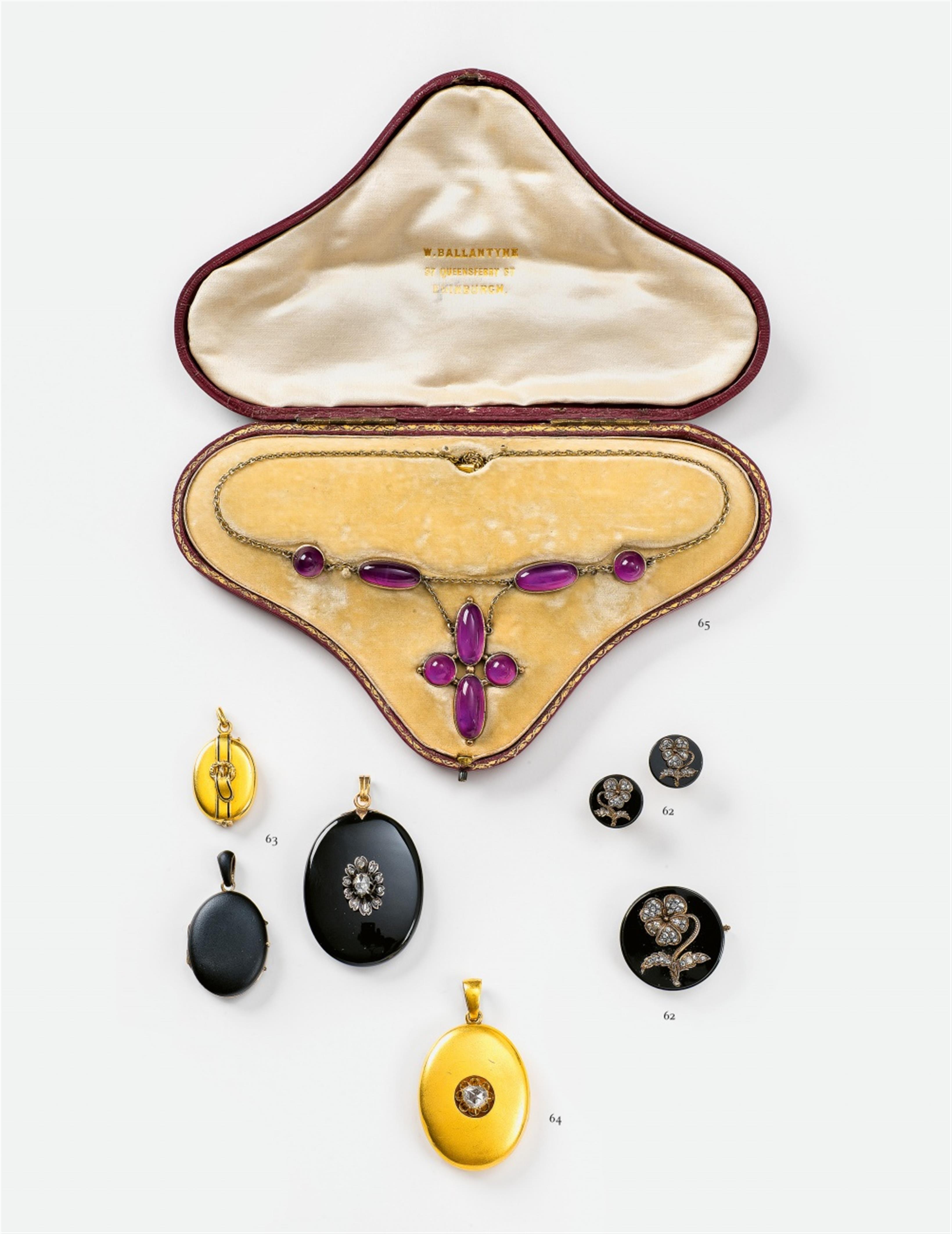 Three gold, enamel and onyx medallion pendants - image-1