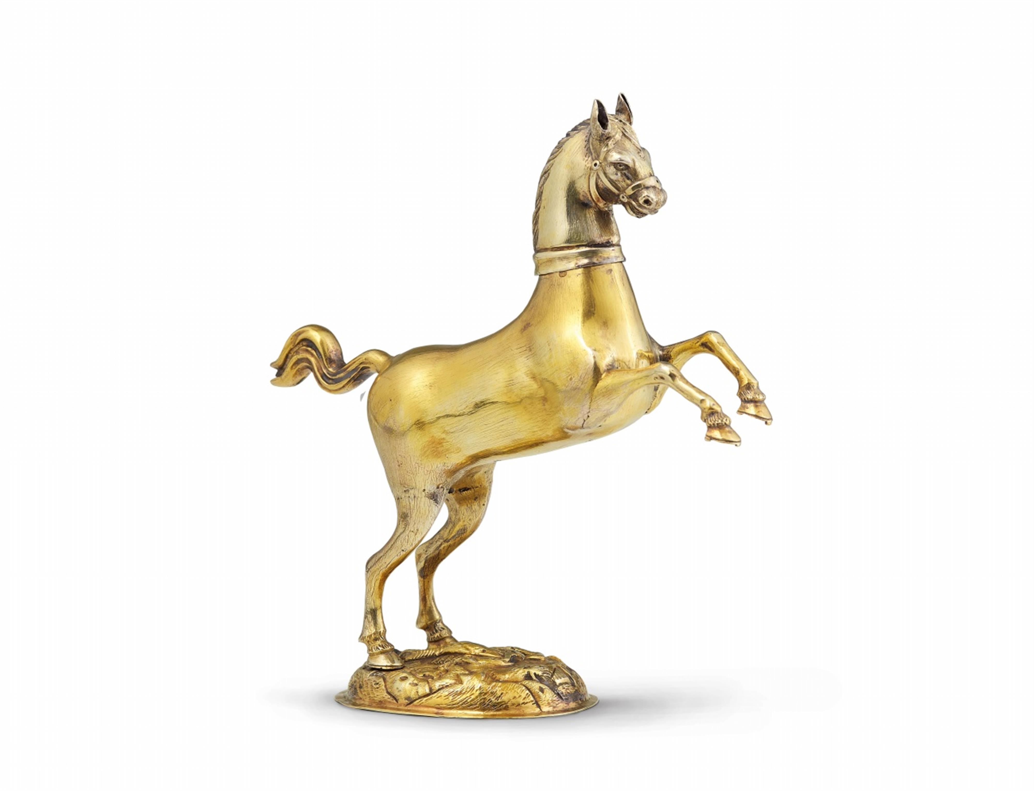 A silver gilt drinking vessel modelled as a rearing horse - image-2