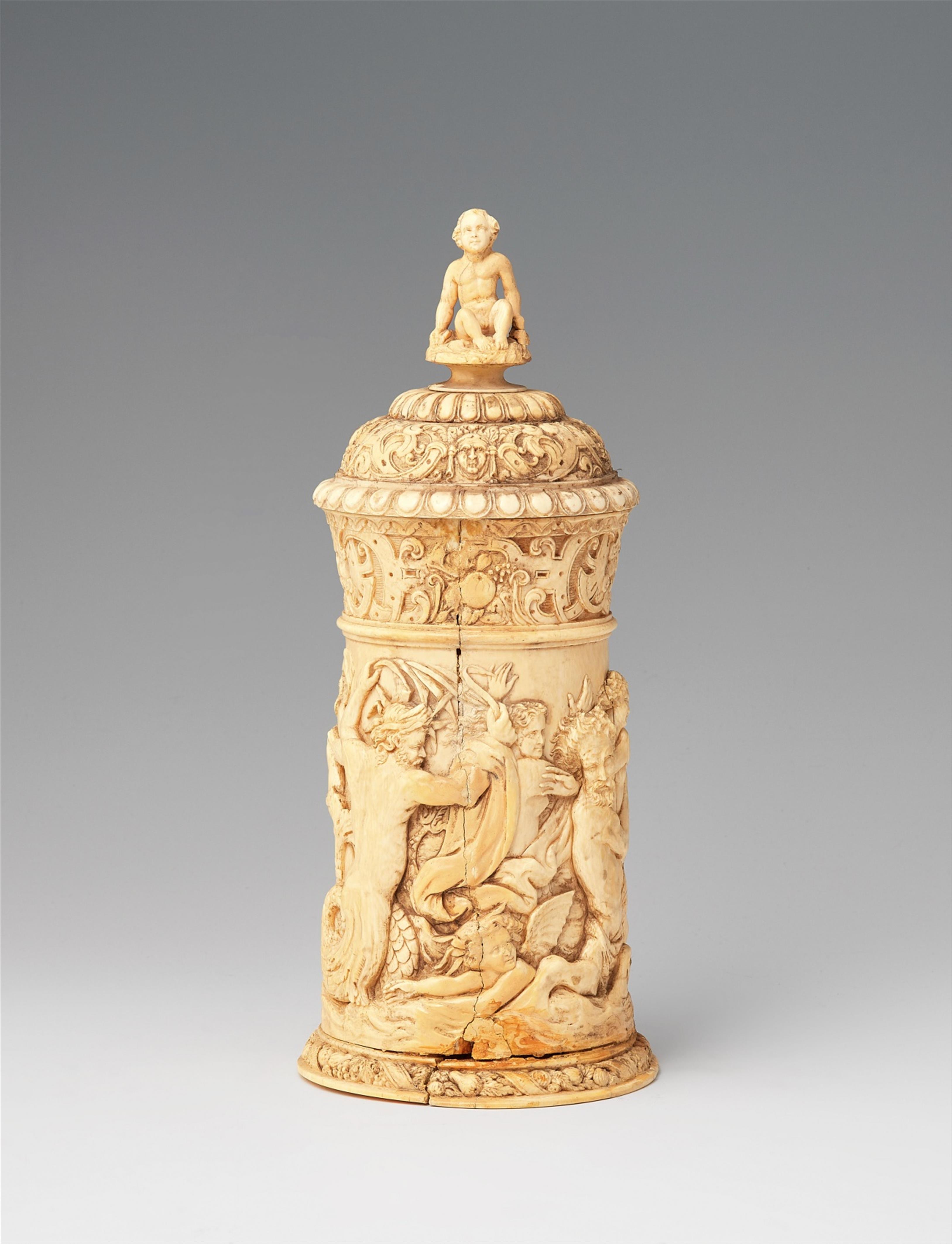 A carved ivory tankard with sea gods - image-5