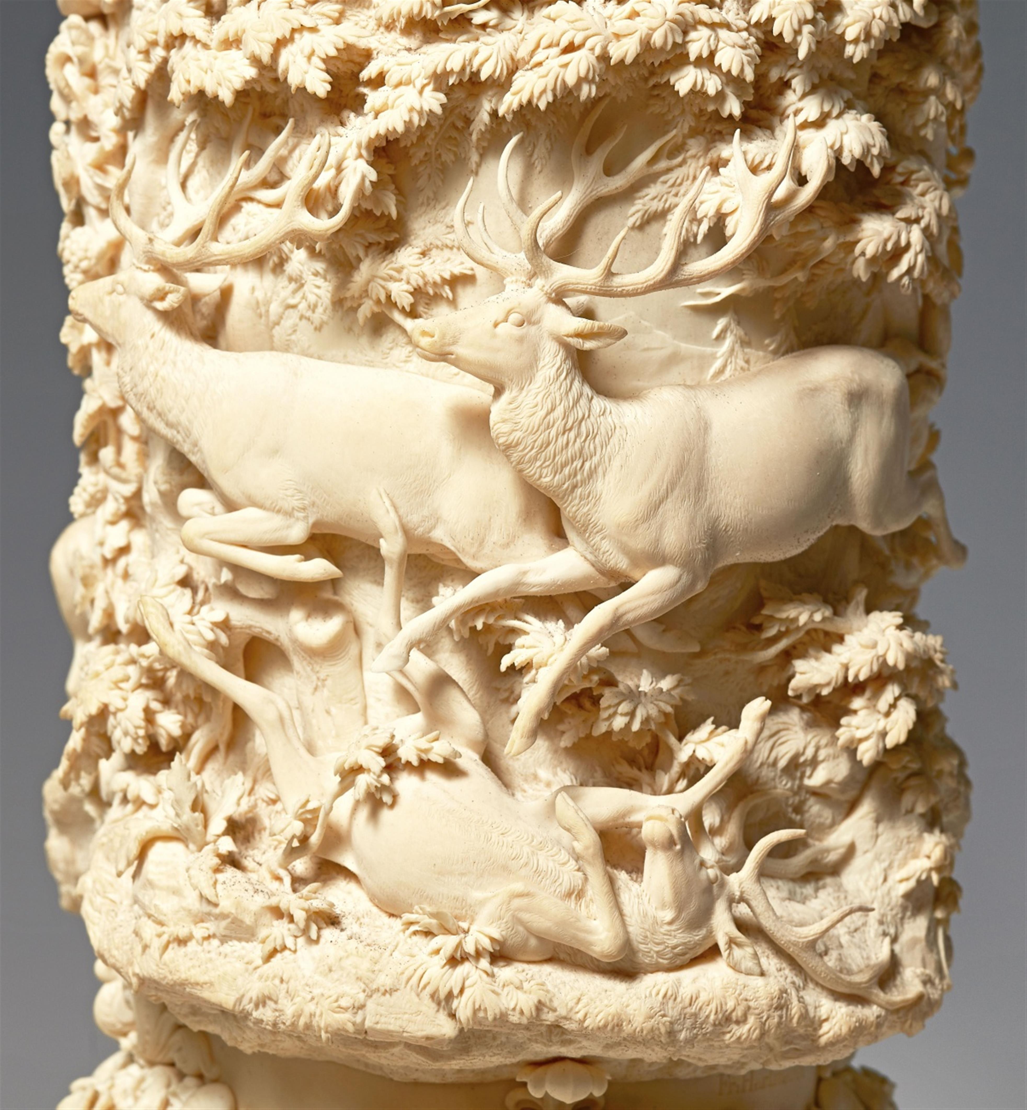 A magnificent carved ivory tankard with deer in the forest - image-5