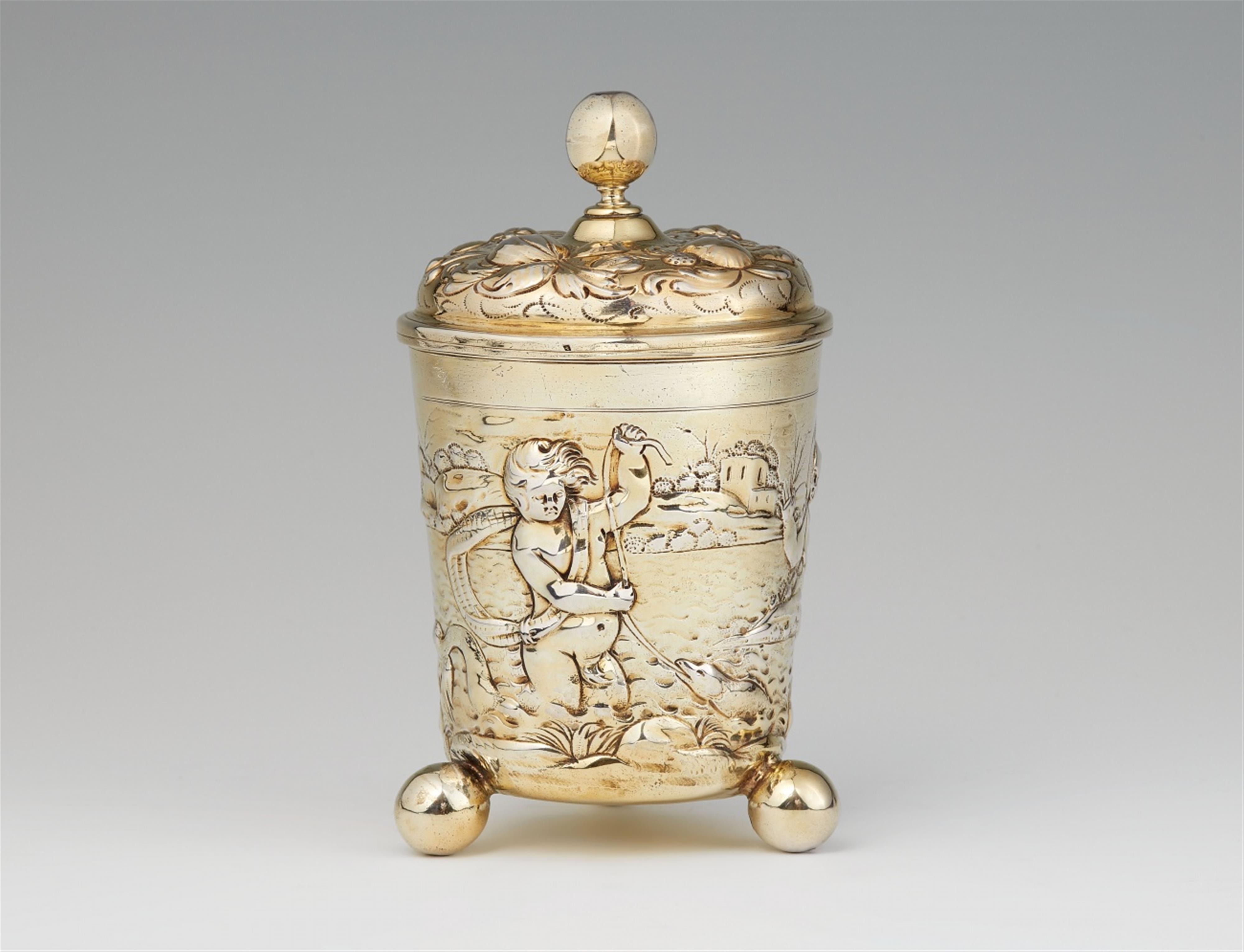 An Augsburg silver-gilt beaker and cover - image-1