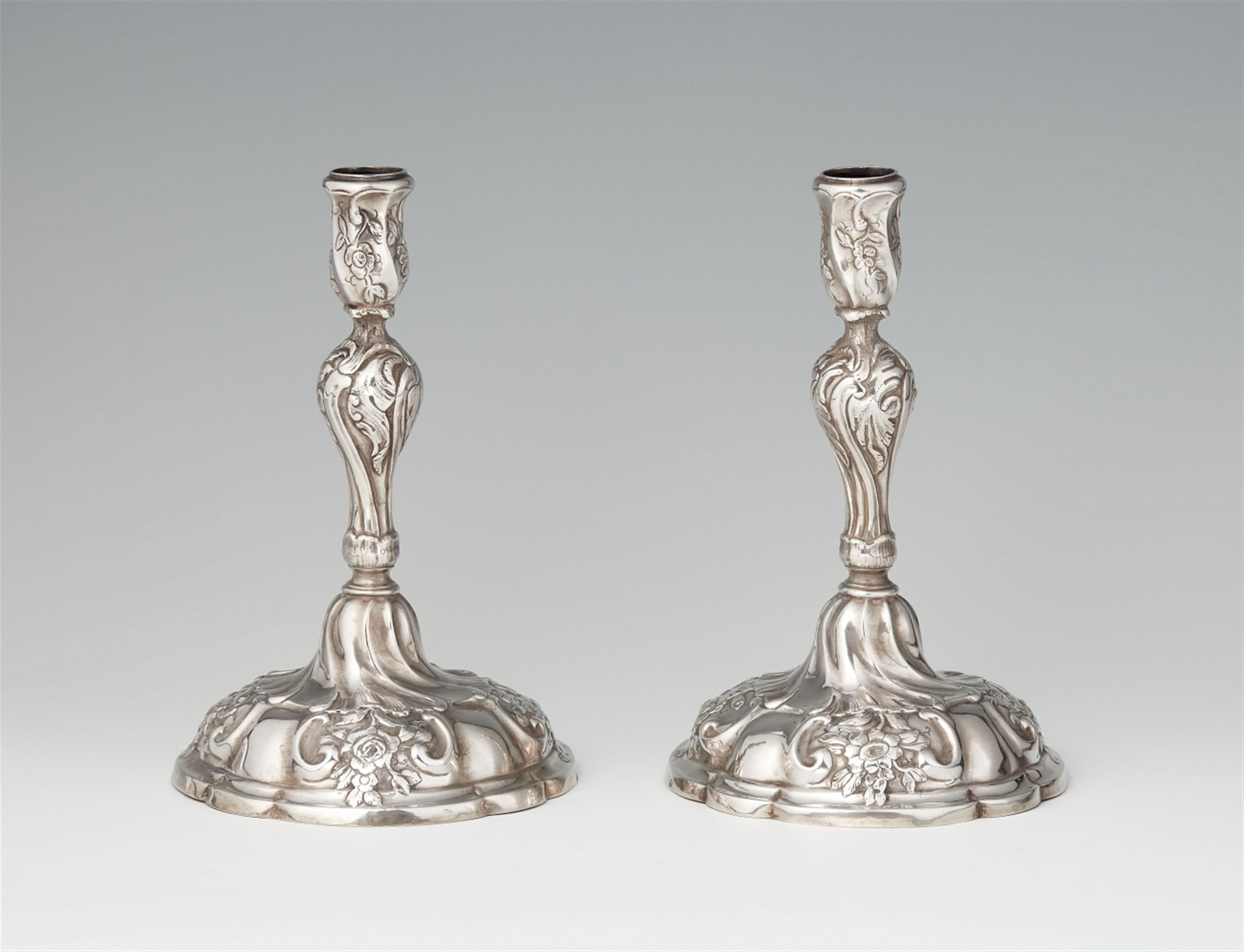 A pair of rococo Hamburg silver candlesticks - image-1