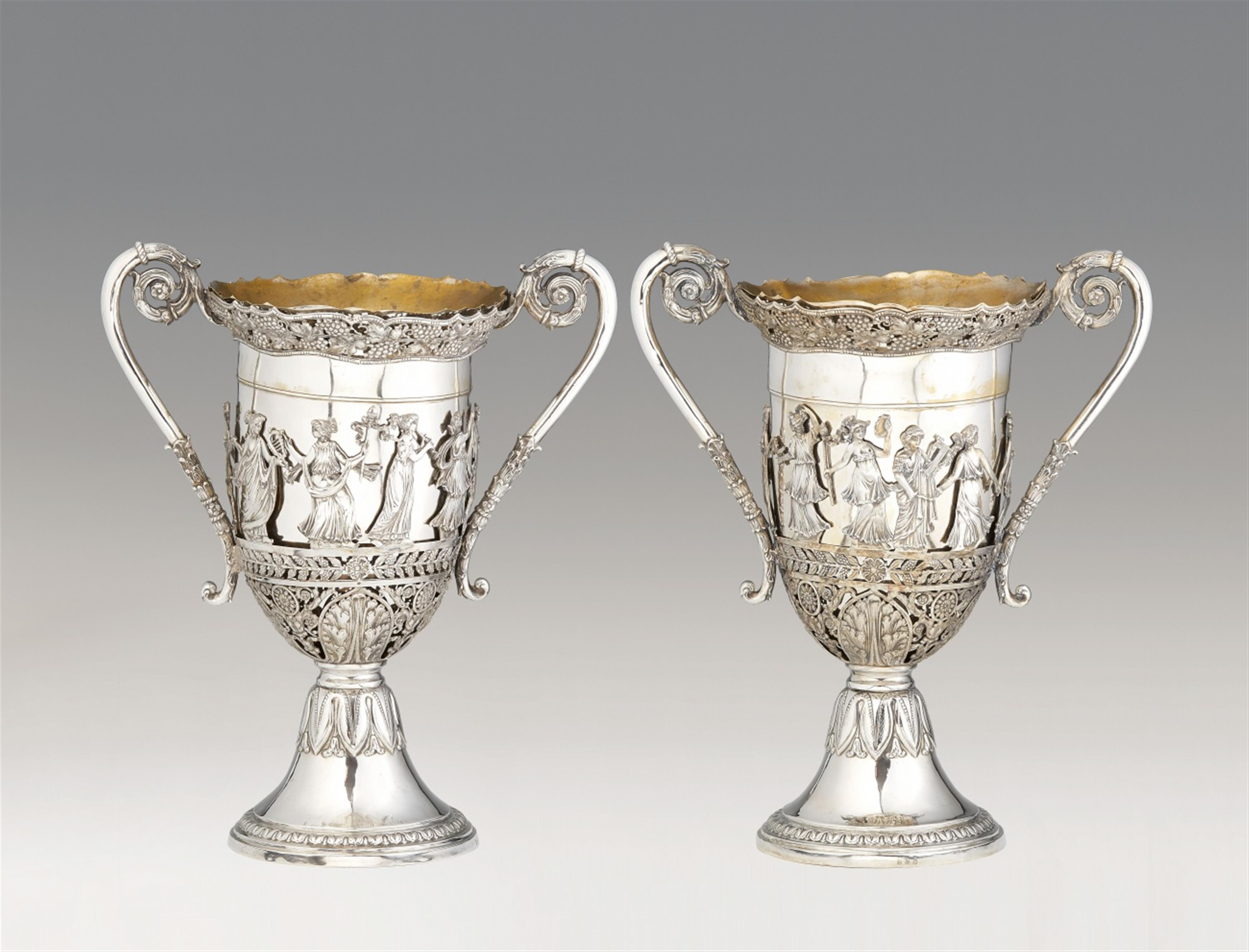 A large pair of Hanau silver wine coolers - image-1