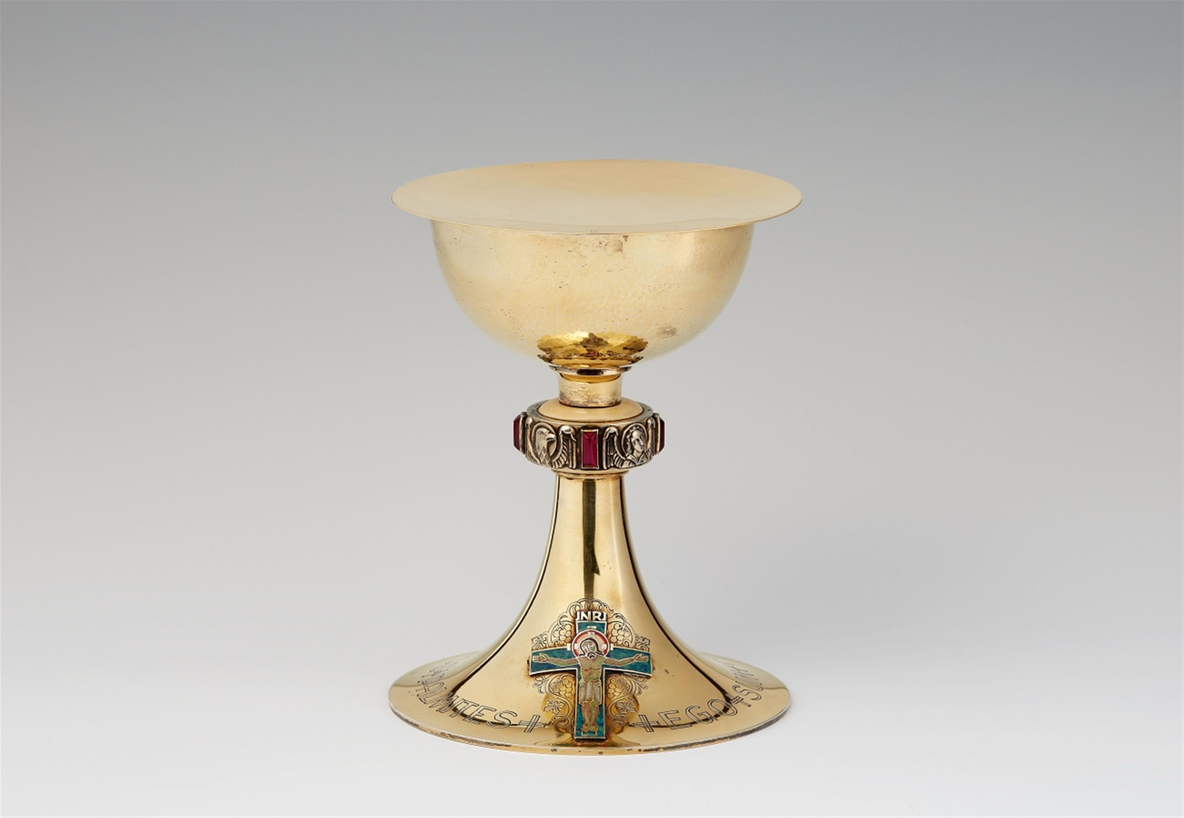 A German silver gilt communion chalice and patene - image-1