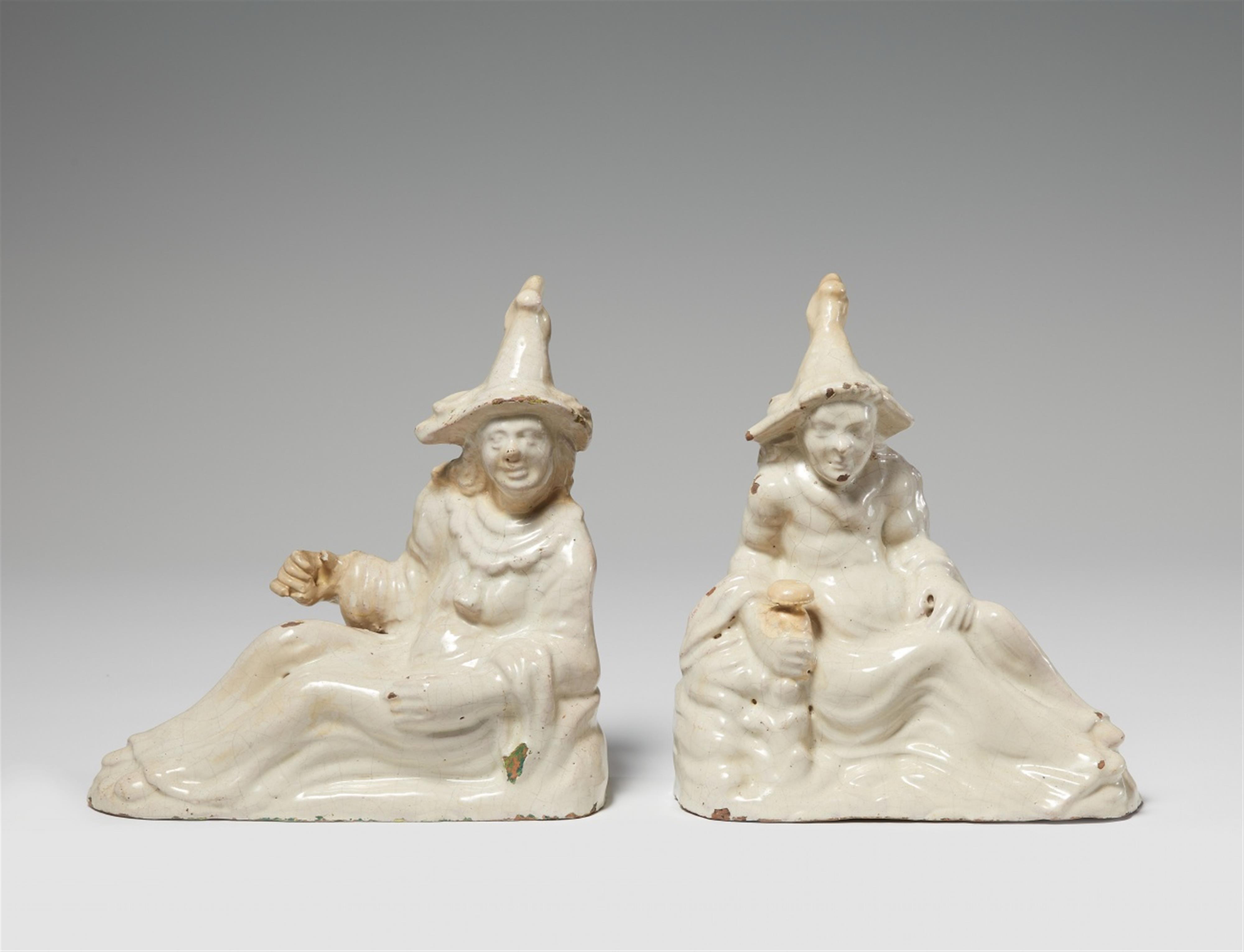 A rare pair of white faience figures - image-1