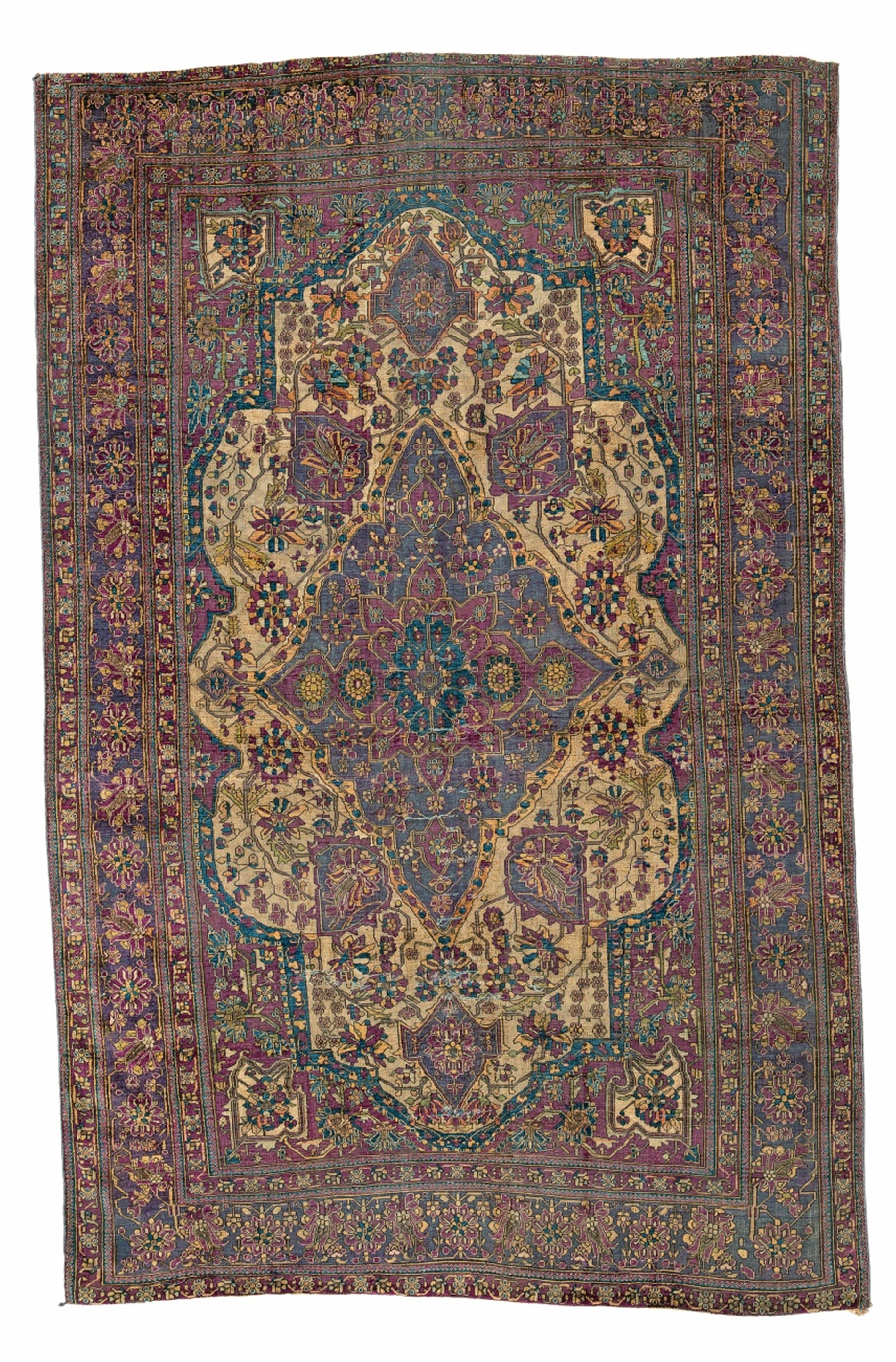 A silk Keshan Mohtasham carpet - image-1