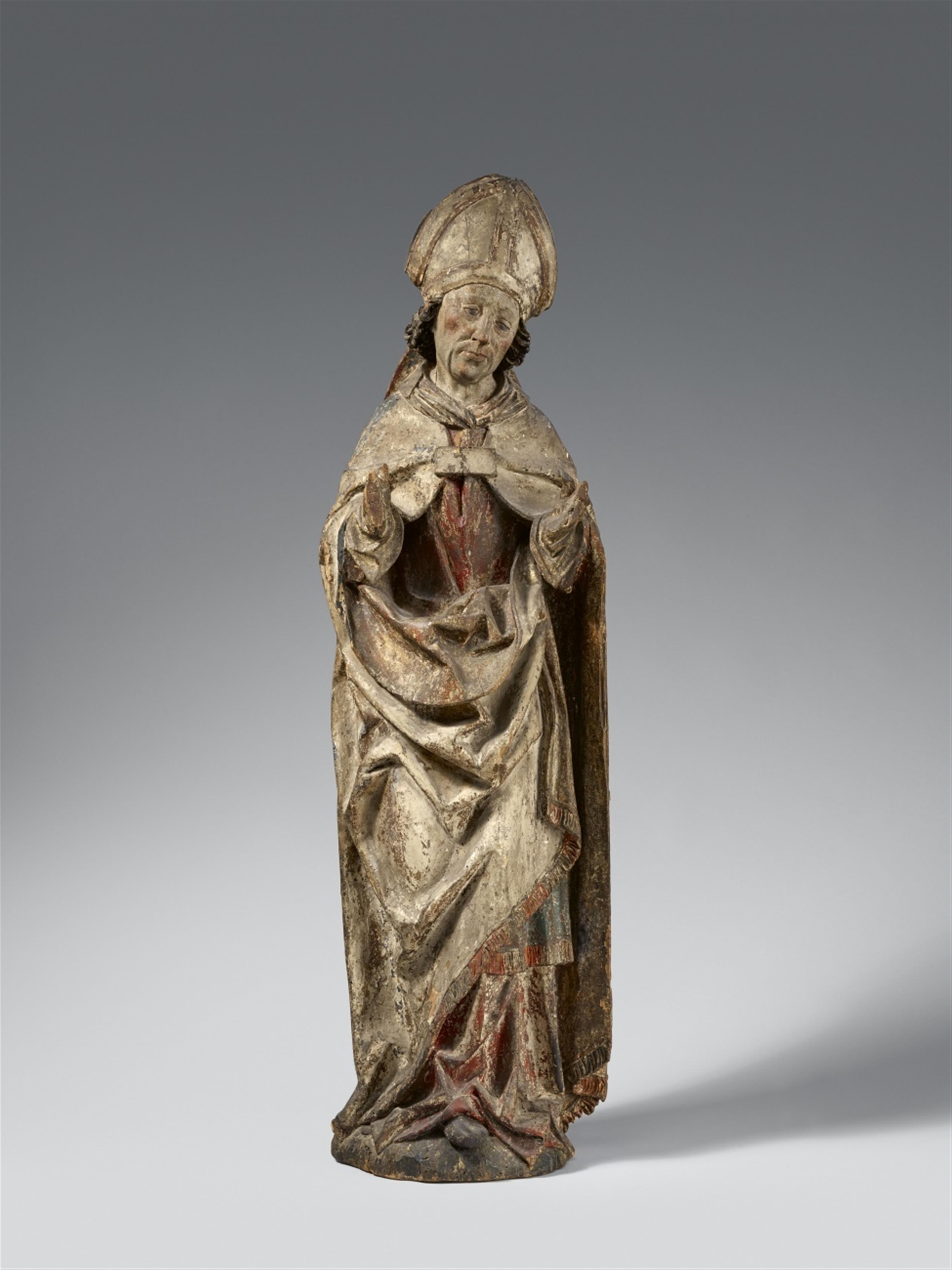 South German late 15th century - A South German carved wooden figure of a Bishop Saint, late 15th century - image-1