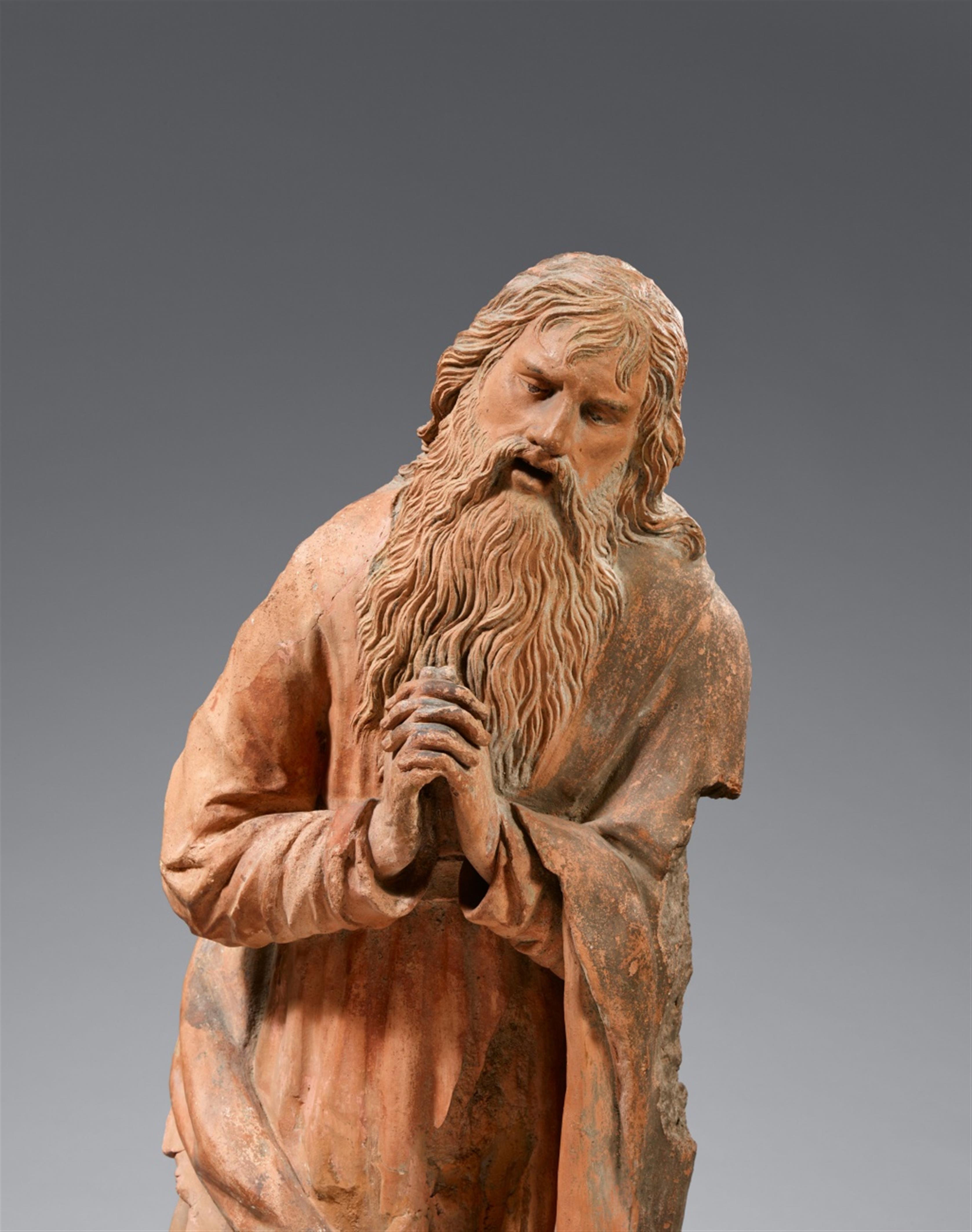 Probably Landshut circa 1520 - A clay figure of Saint Joseph from a Nativity scene, probably Landshut, circa 1520 - image-2