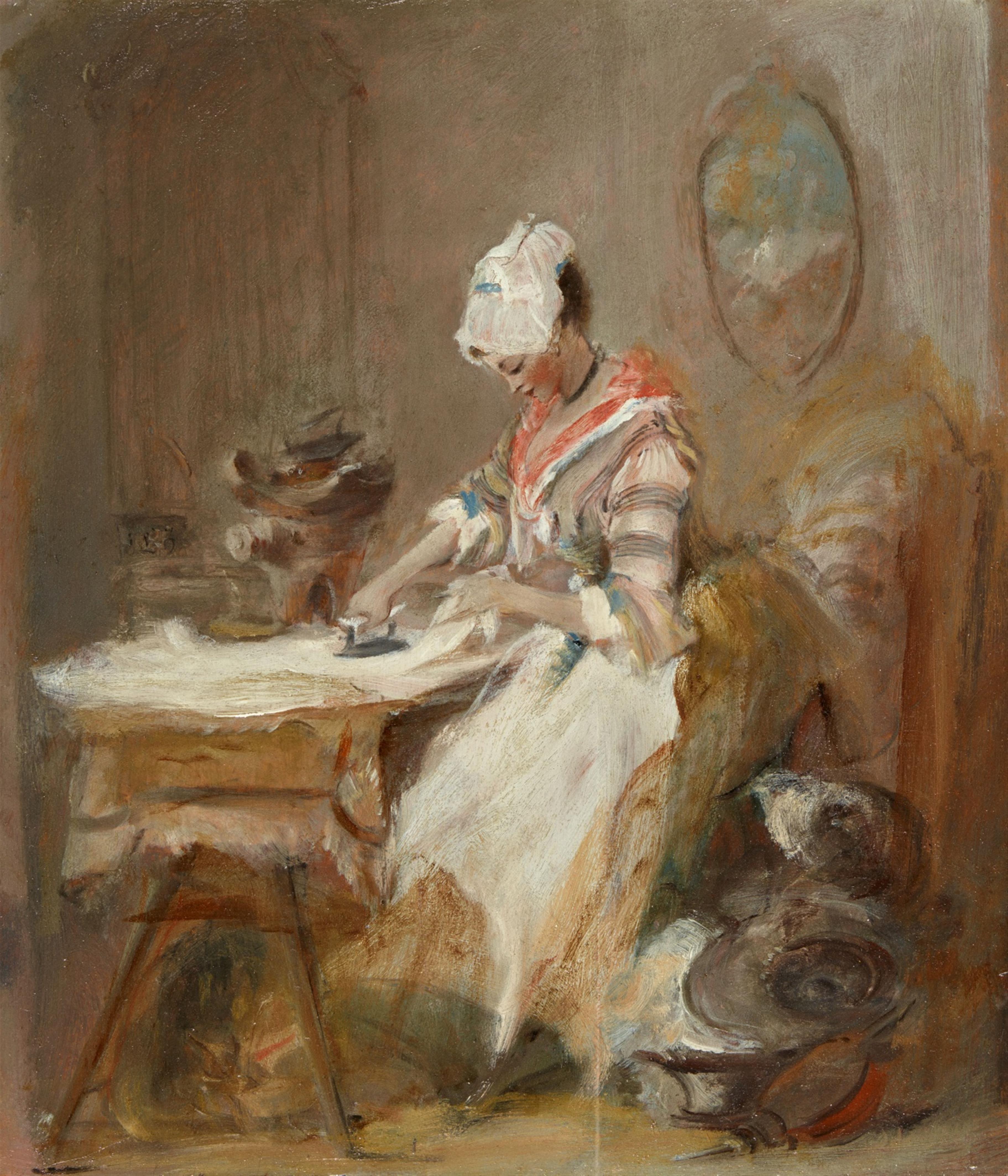 French School 19th century - Study of a Maid Ironing - image-1