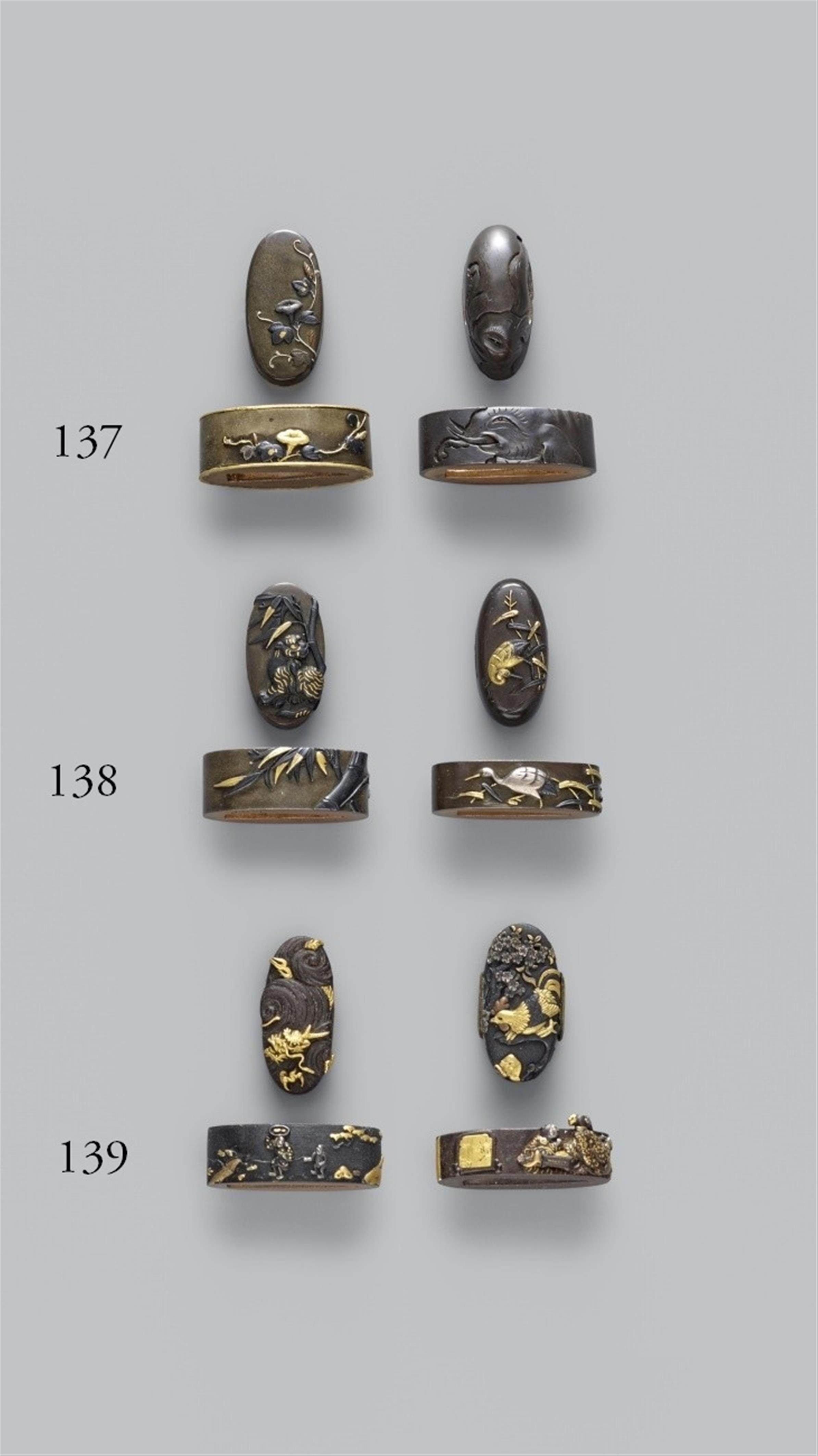 Zwei fuchi-kashira. Shibuichi. 18./19. Jh. - image-1