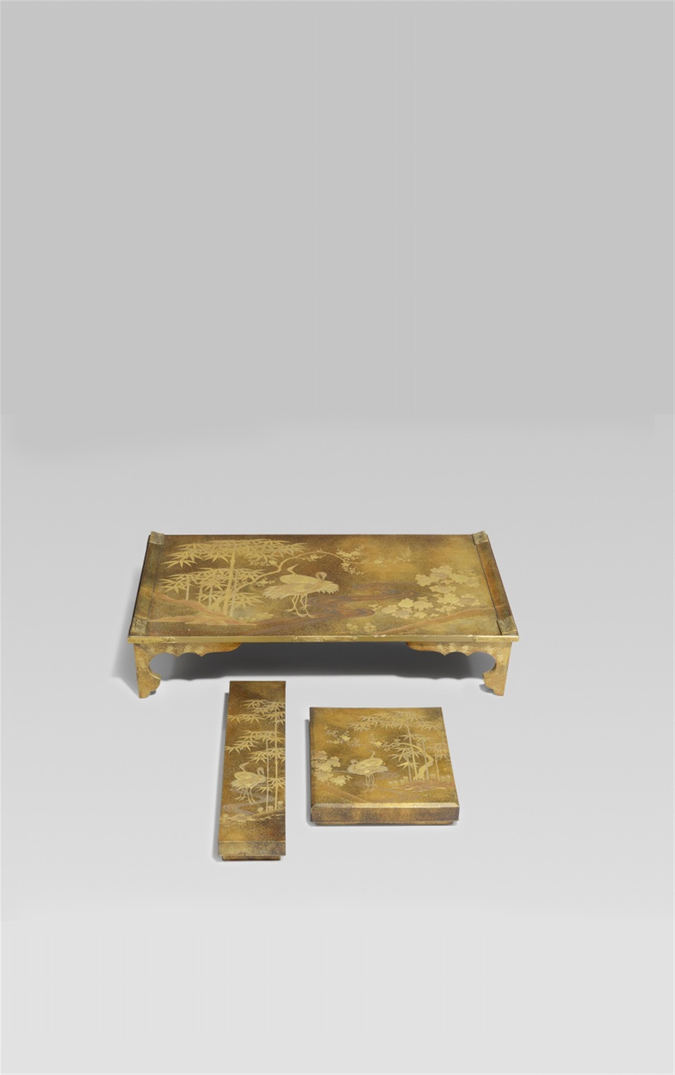 A maki-e suzuribako, tanzaku box and bundai. 19th century - image-1