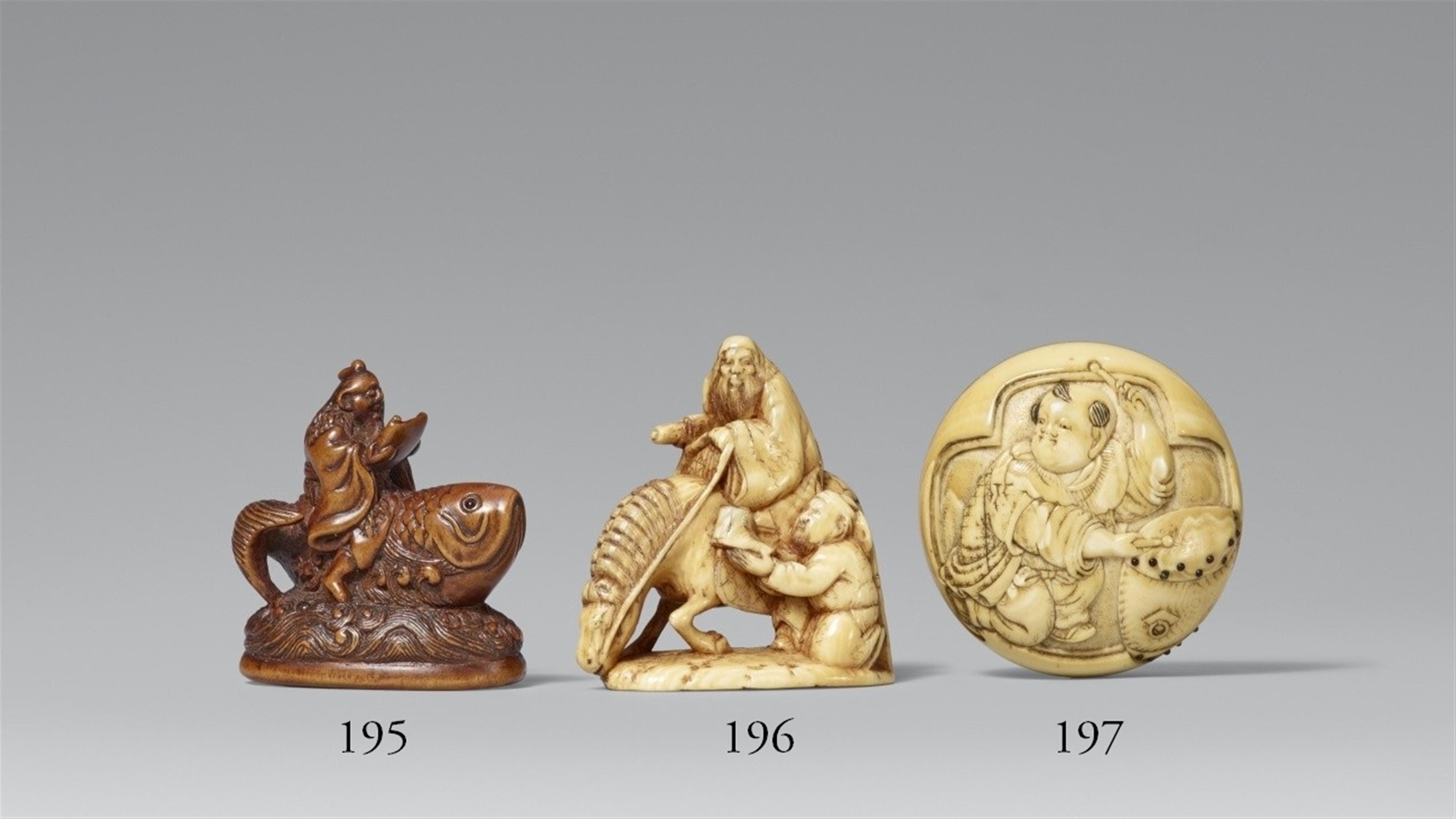 An ivory netsuke of Chôryô und Kôsekikô. Mid-19th century - image-1