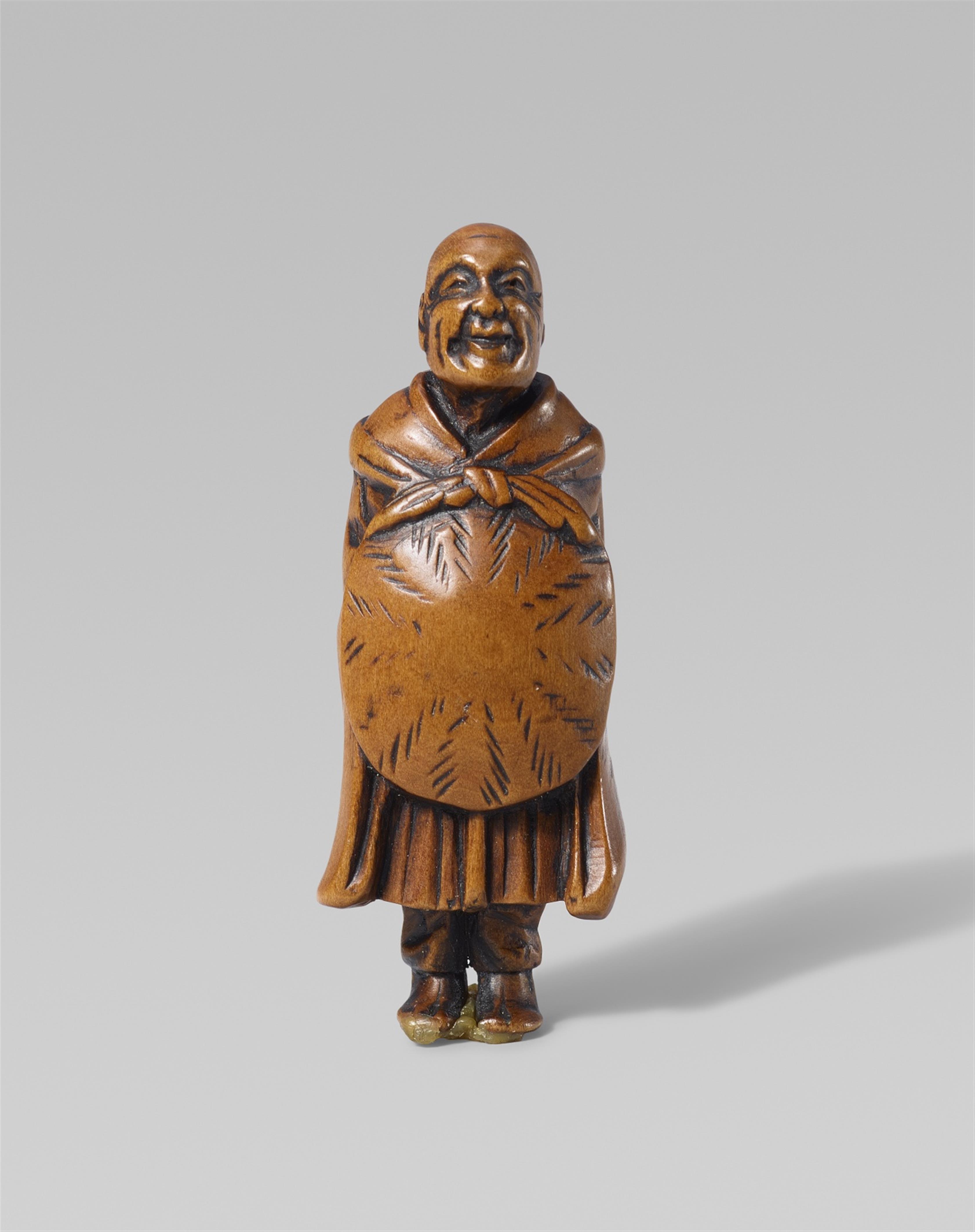 A boxwood netsuke of Saigyô Hôshi. First half 19th century - image-1