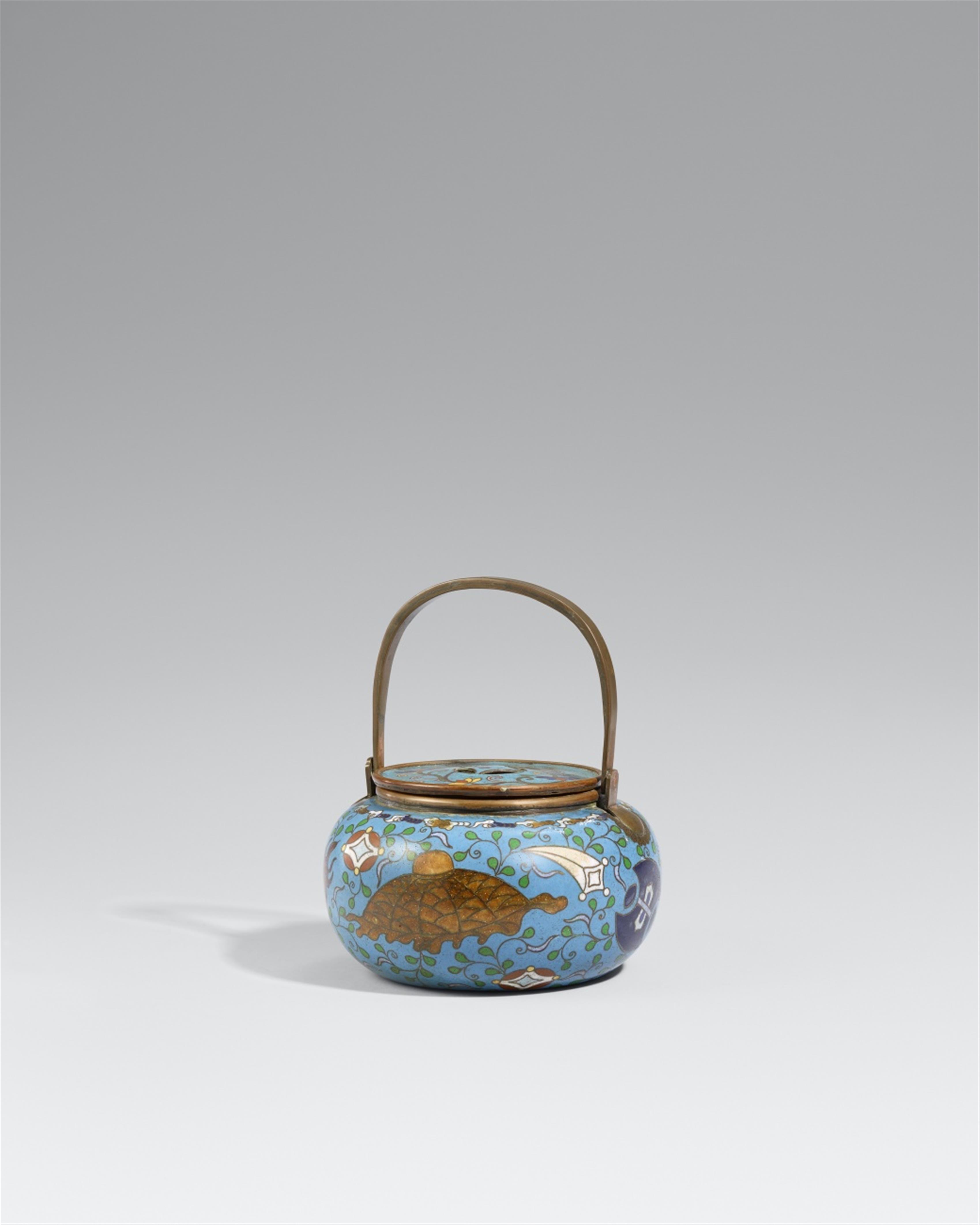 A cloisonné enamel incense burner. Late 19th century - image-1