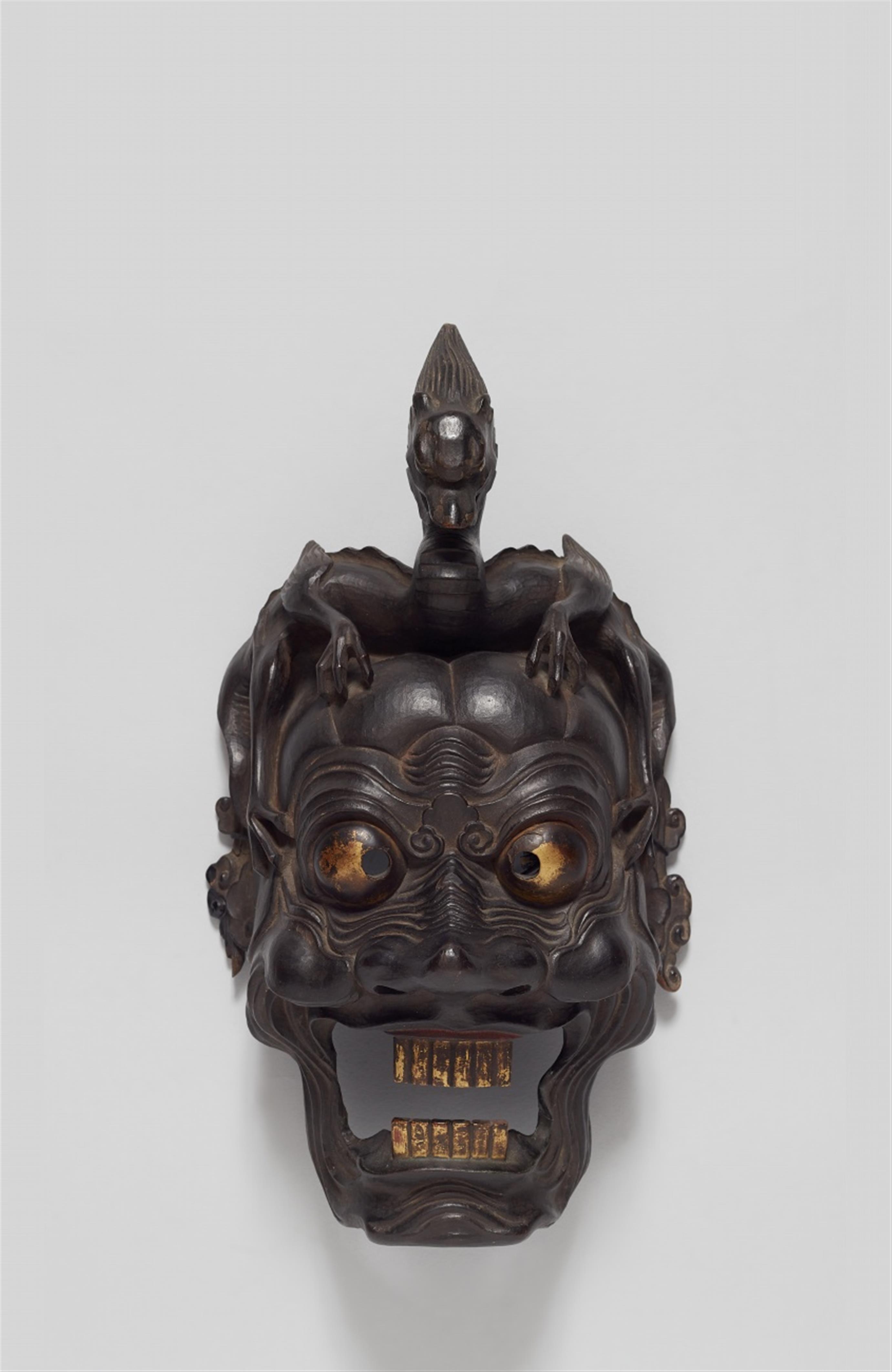 A wood model of a Ranryô mask. Late 19th century - image-1