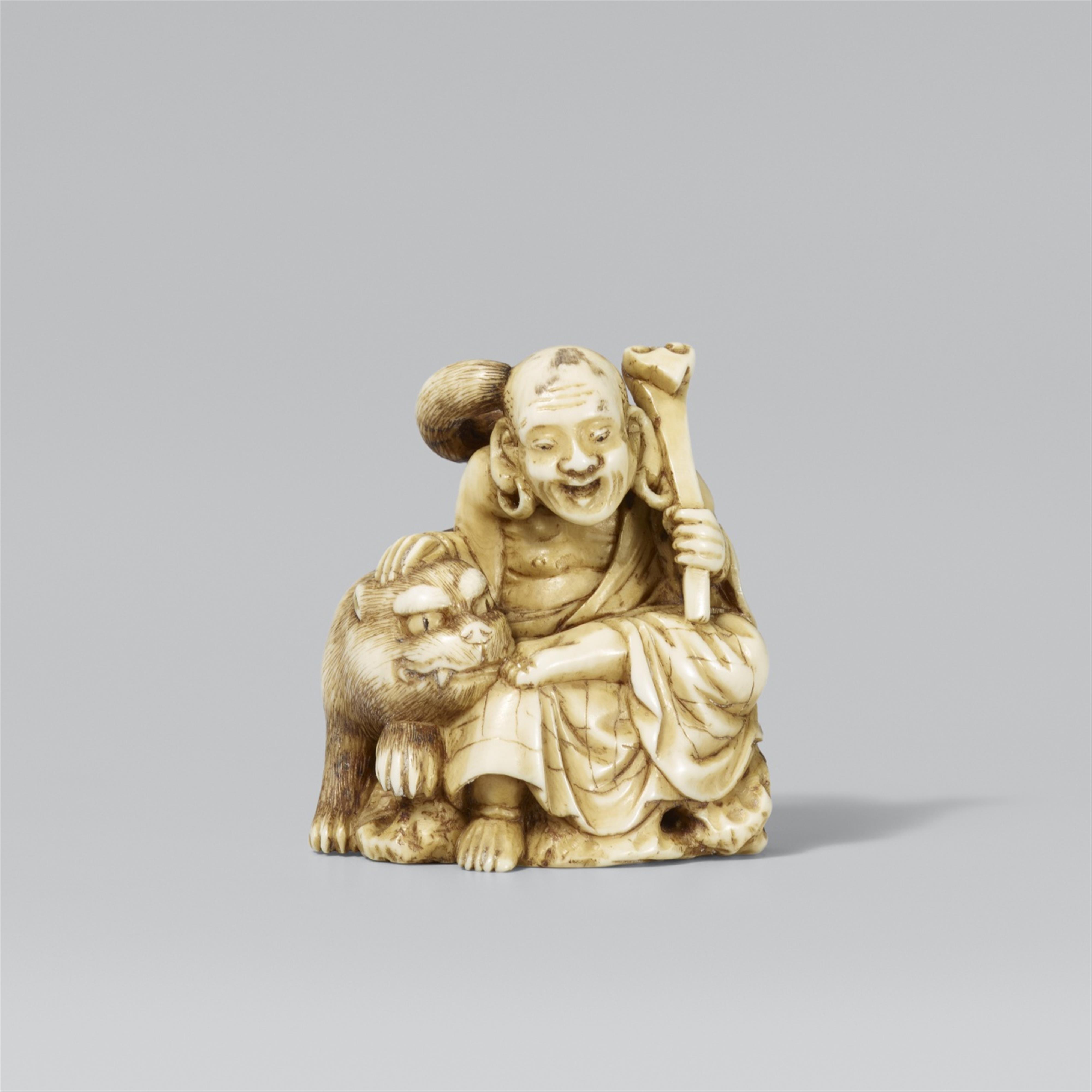 Rakan Handaka Sonja with a jui sceptre. Ivory. Last third 19th century - image-1