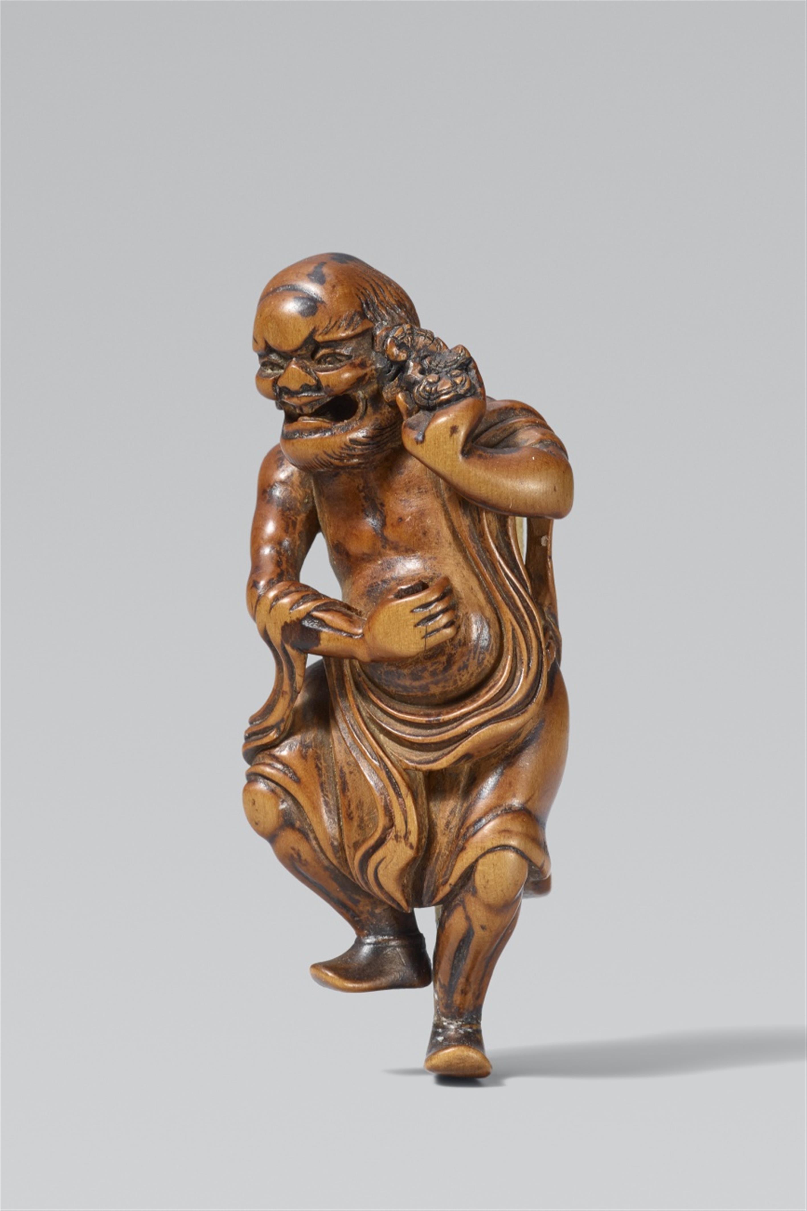 Dancing Rakan. Boxwood. 18th century - image-1