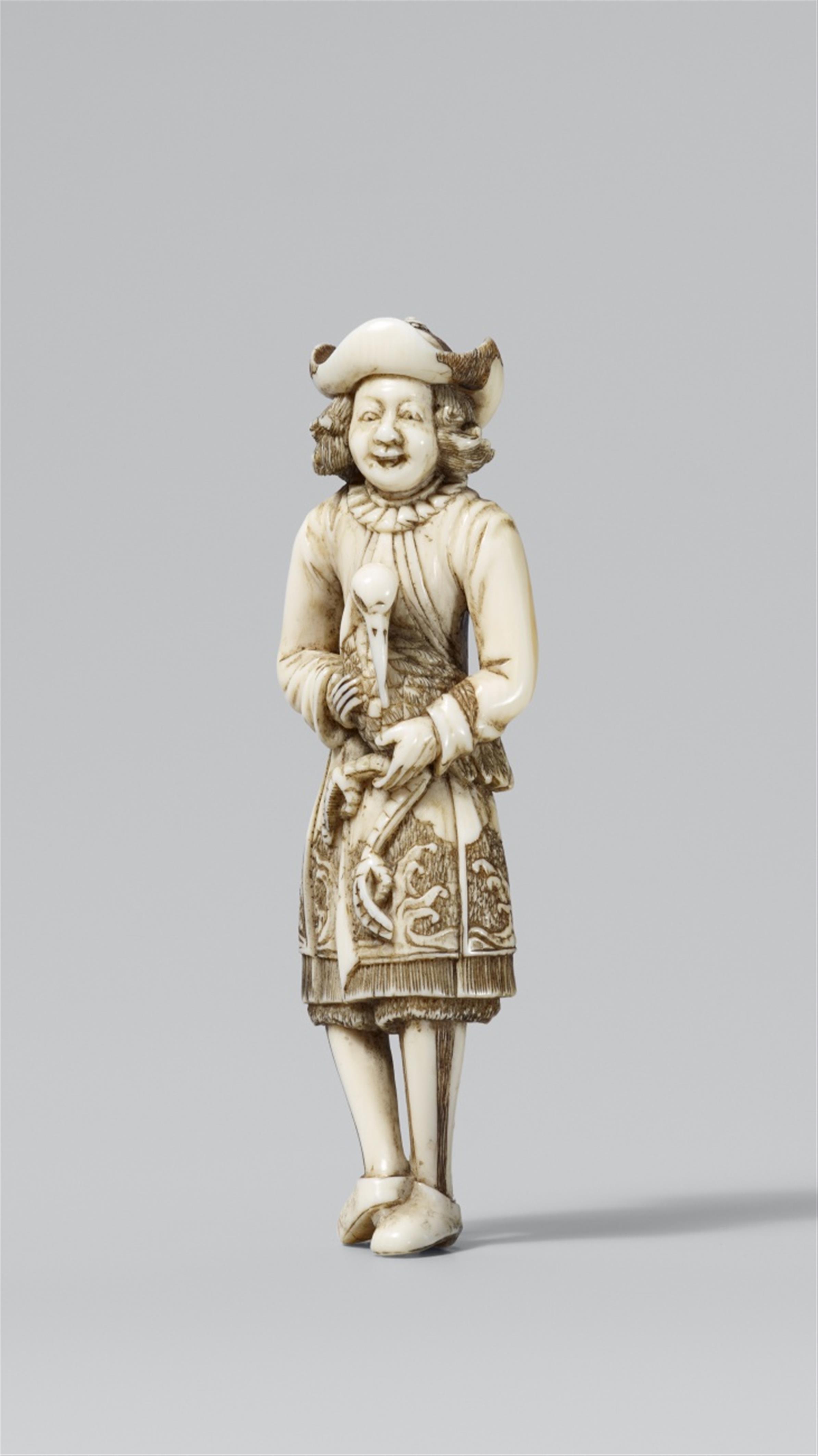 A Dutchman with a crane. Ivory. Early 19th century - image-1