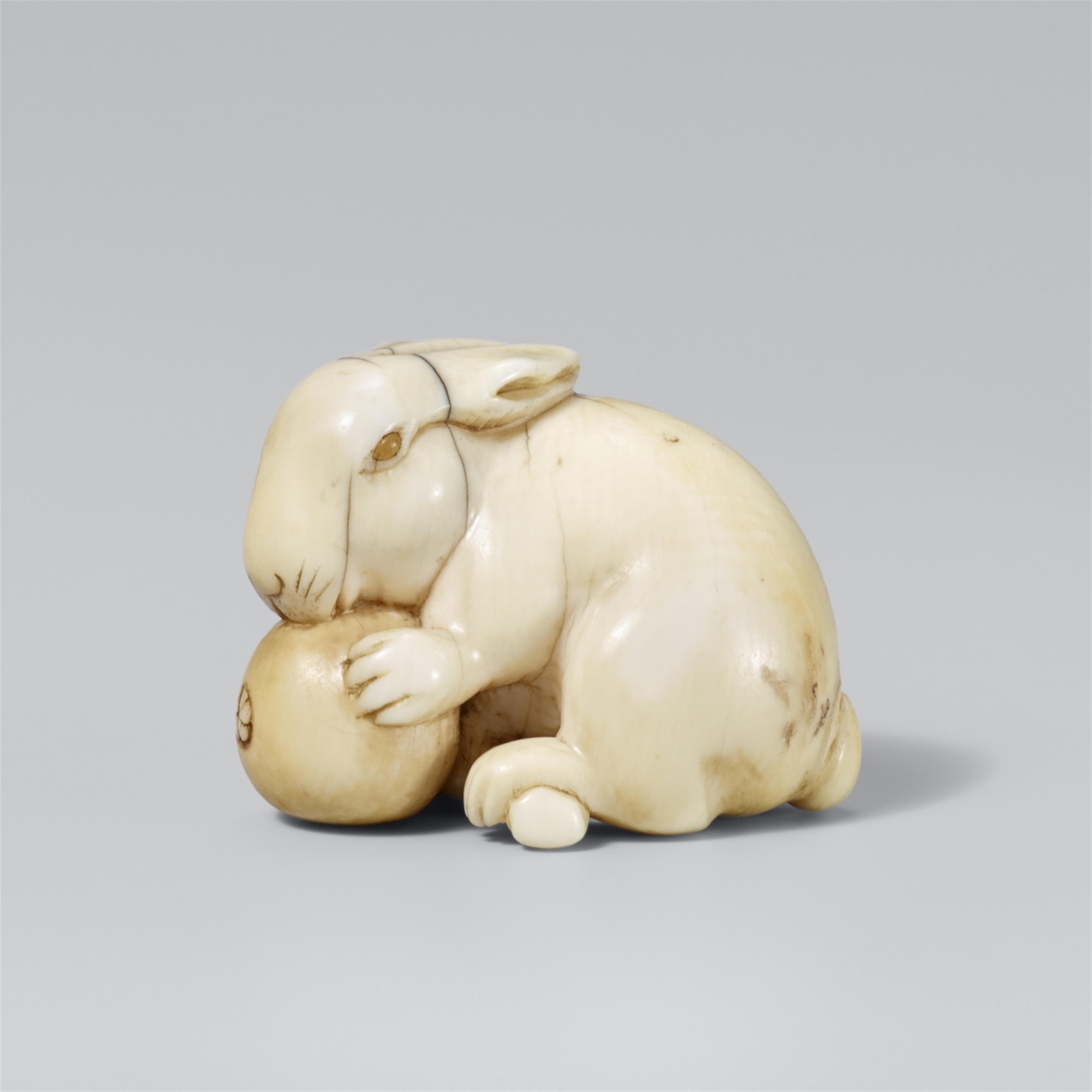 A hare with a medlar fruit, Ivory. Early 19th century - image-1