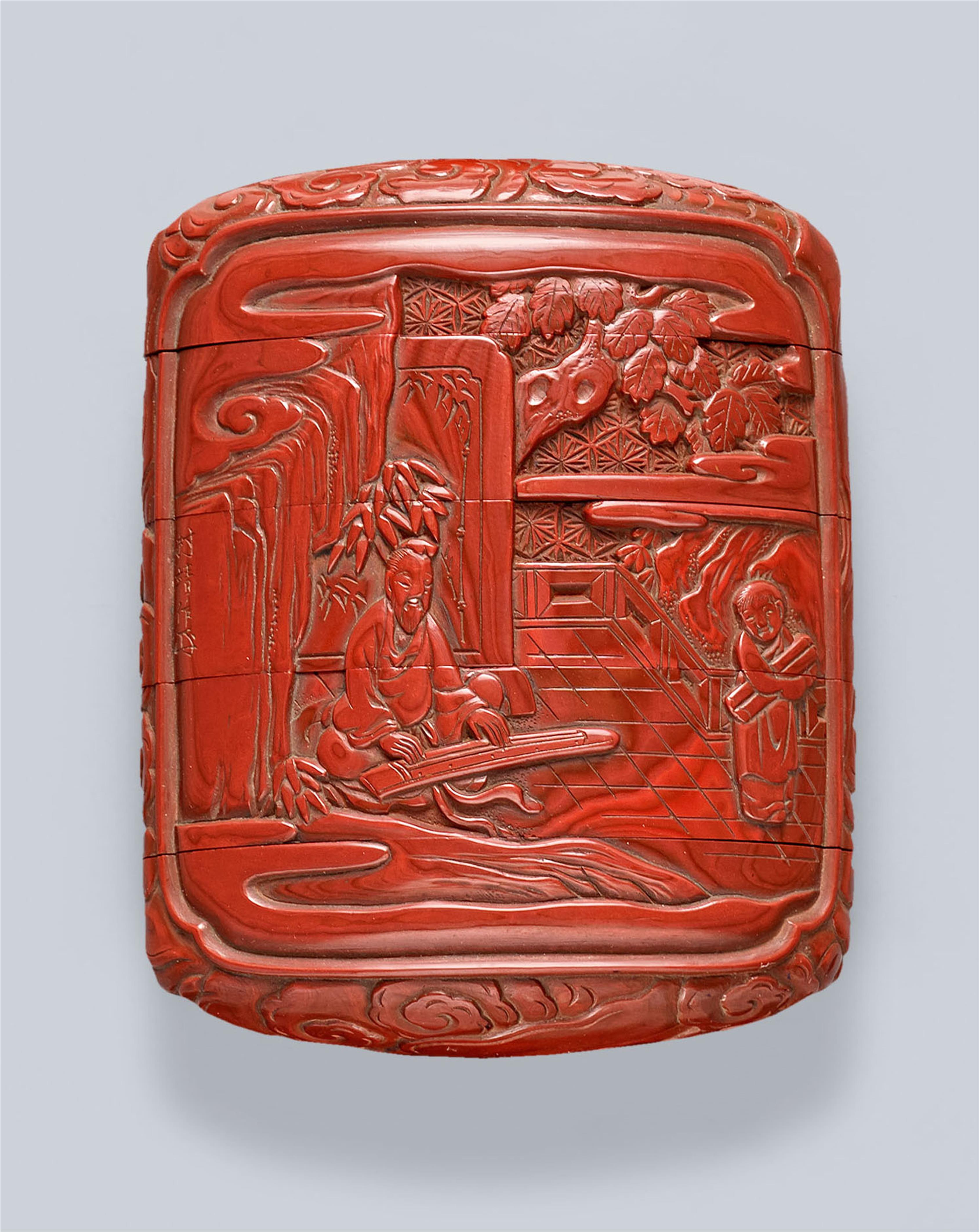 A four-case inrô in the manner of red lacquer. 19th century - image-2