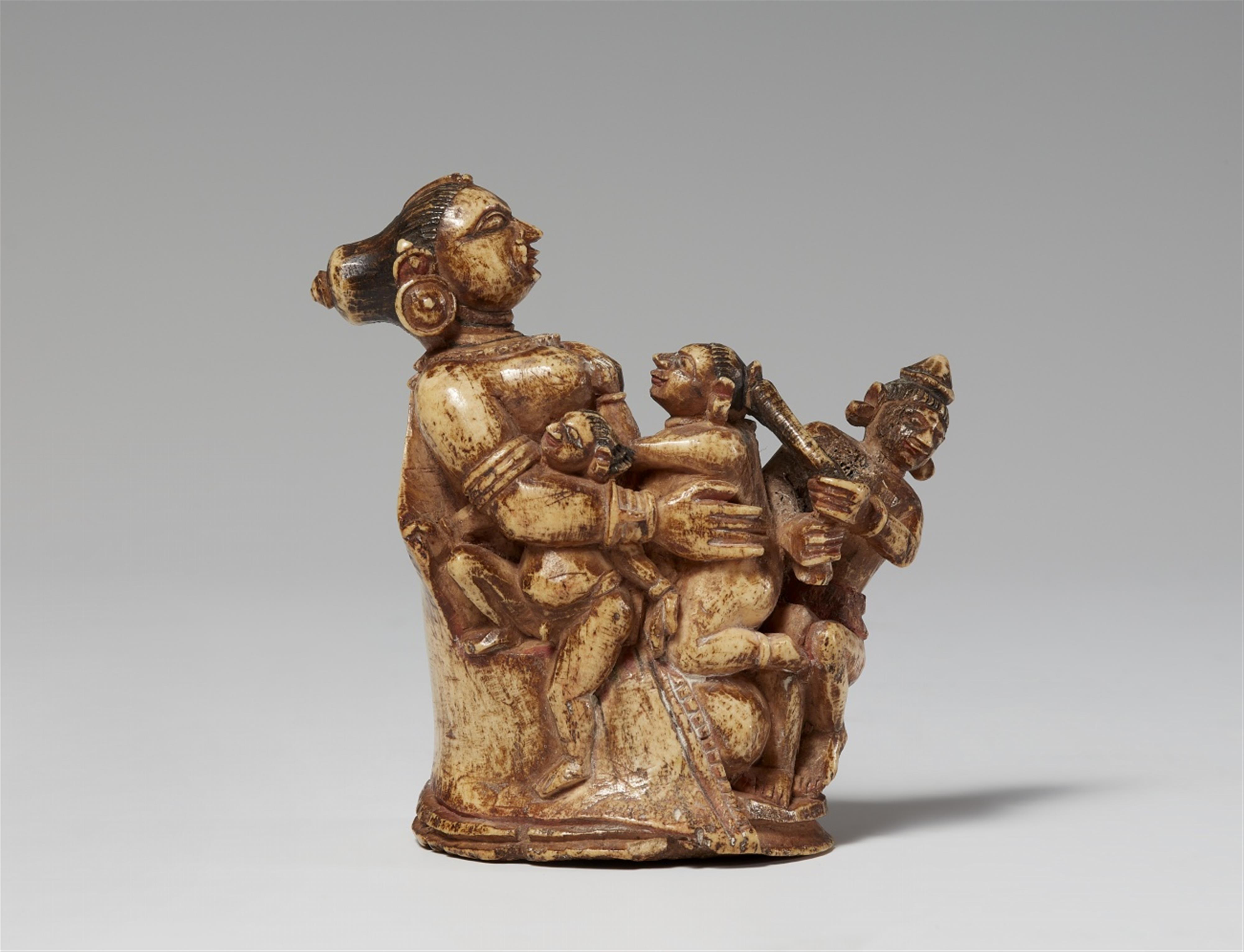 An Orissa bone carving of a mother with children. Northeastern India. 19th/20th century - image-1