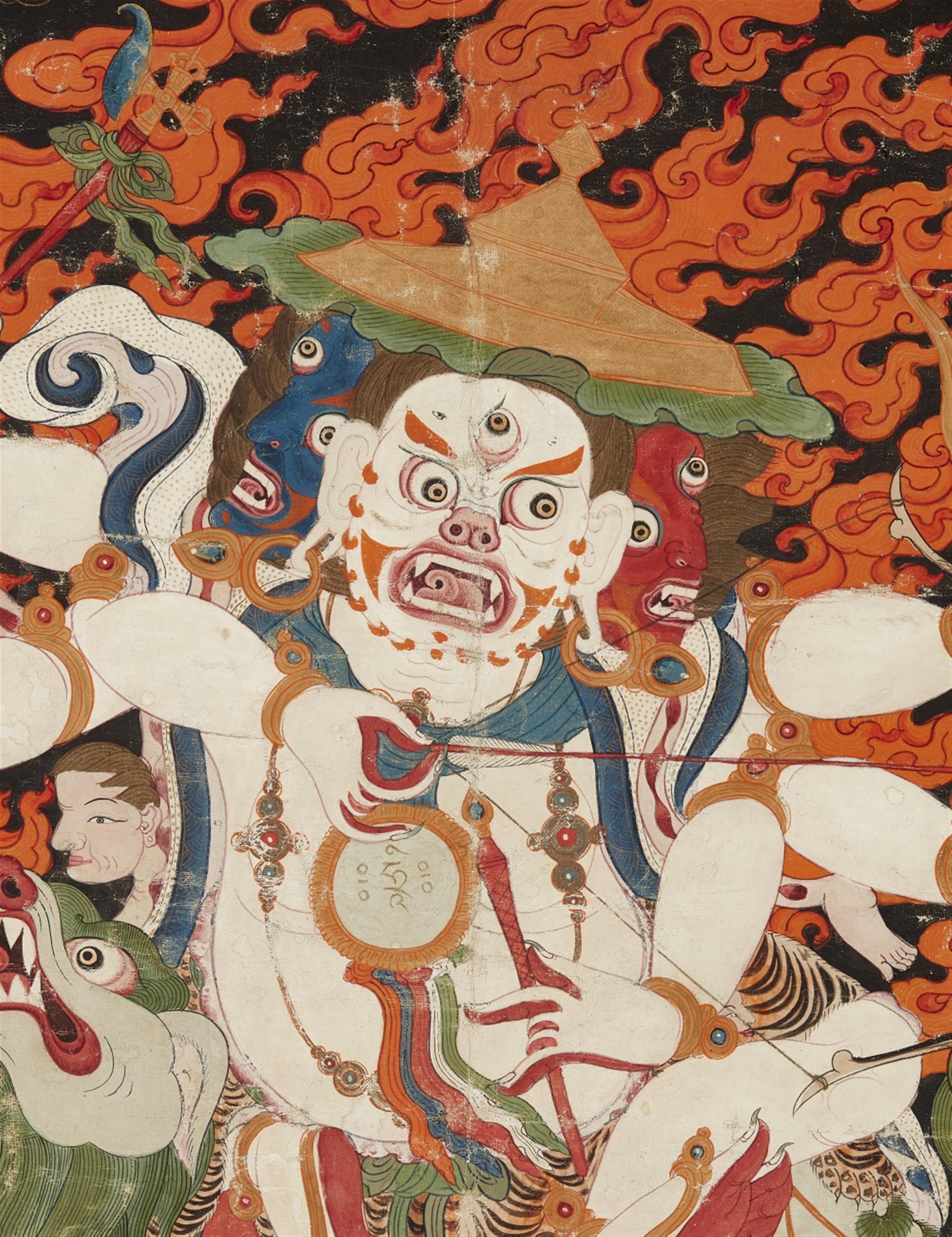 Schwarzgrundiges thangka des Pehar. Sinotibetisch. 19. Jh. - image-2