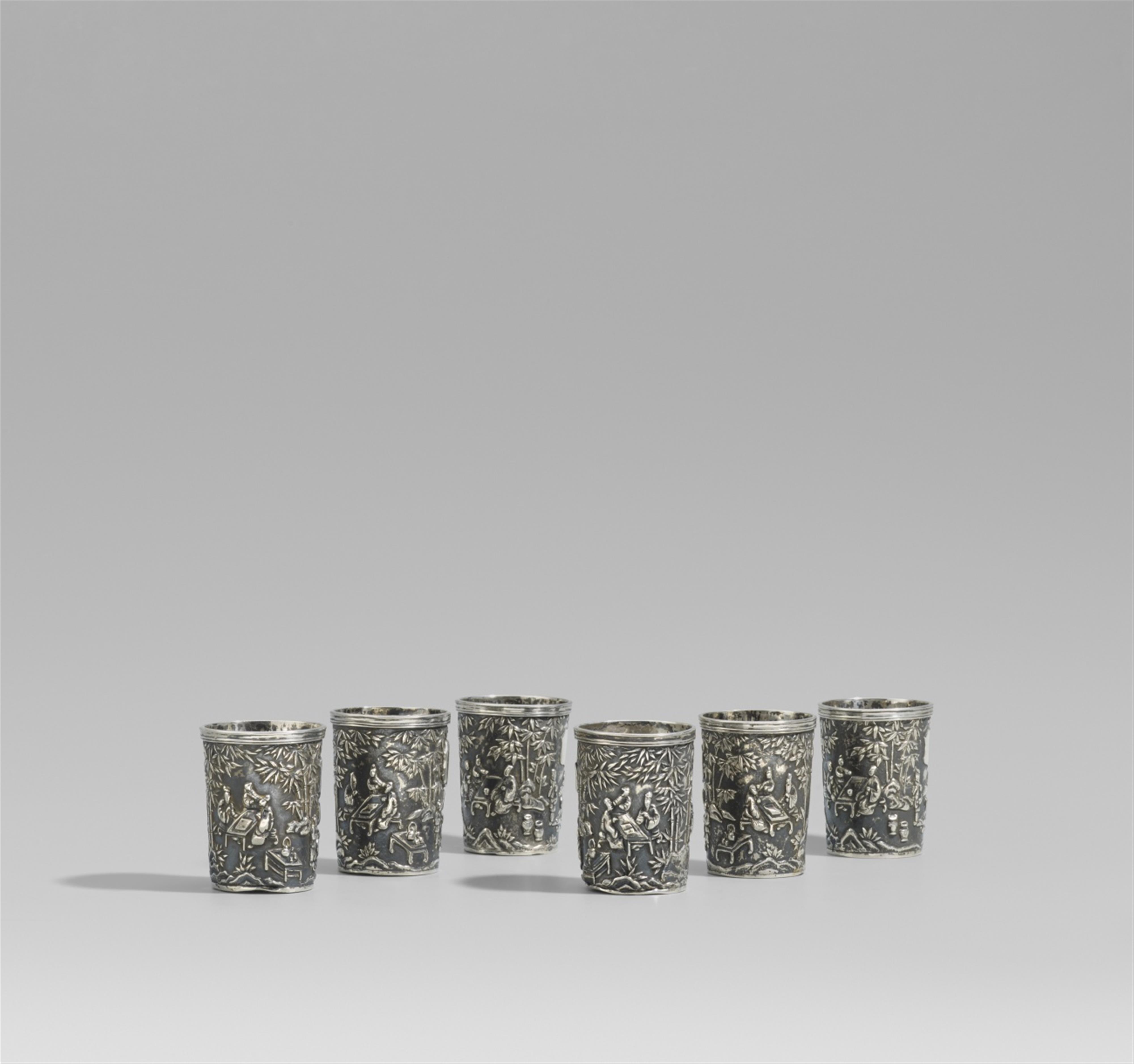 Six silver beakers. Hong Kong. Around 1900 - image-1