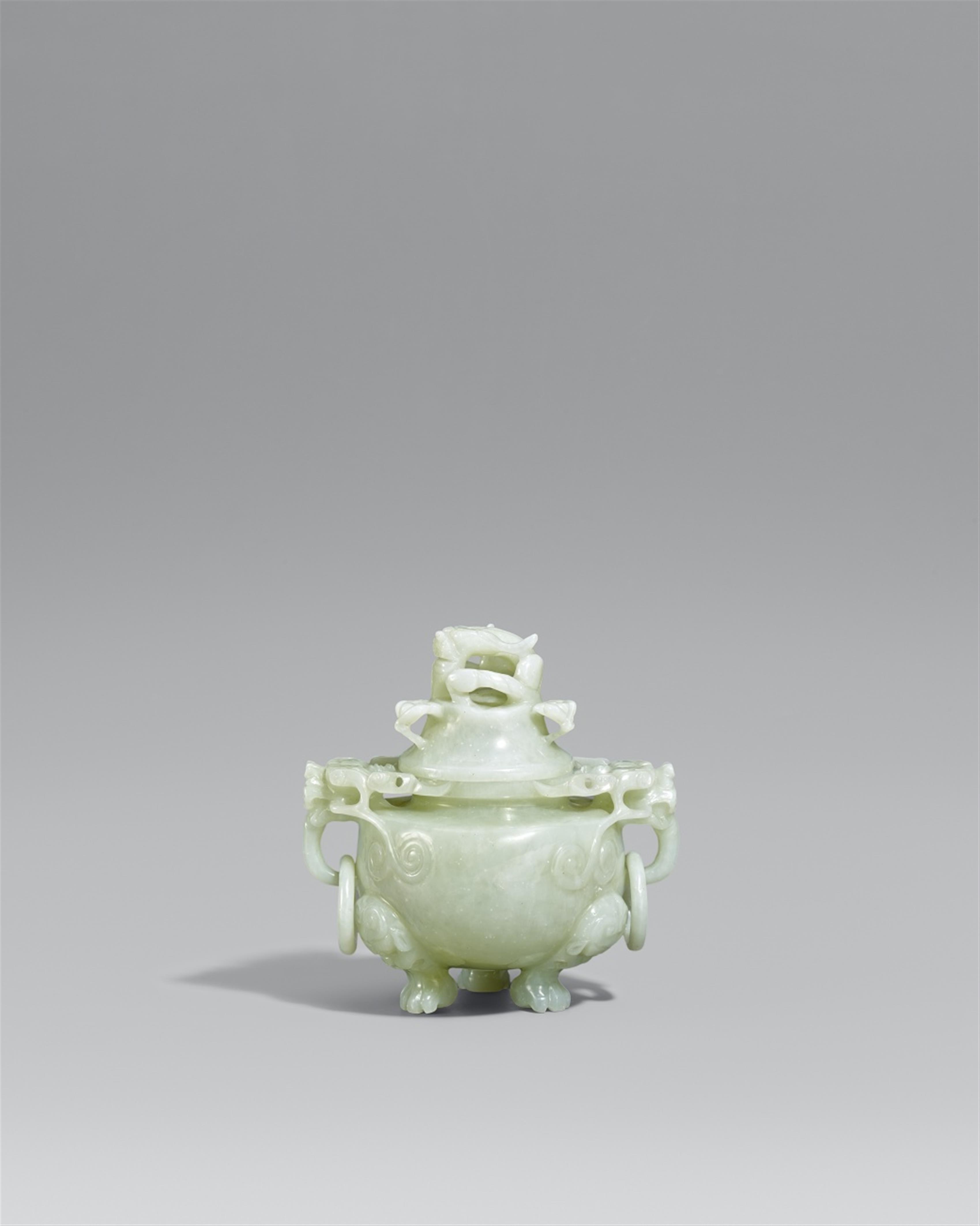 A light green xiuyan-jade incense burner. 20th century - image-1