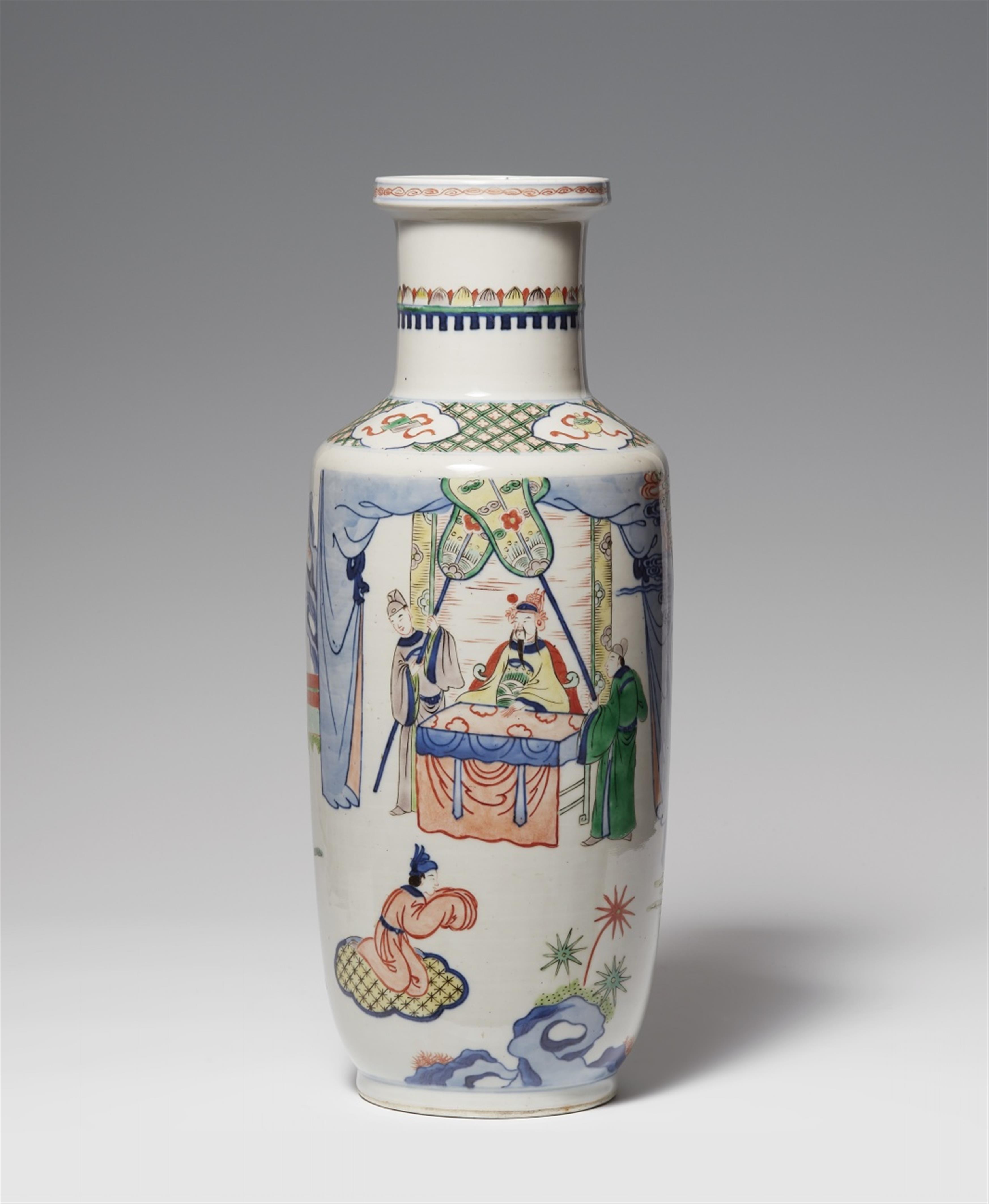 A wucai rouleau vase - image-1