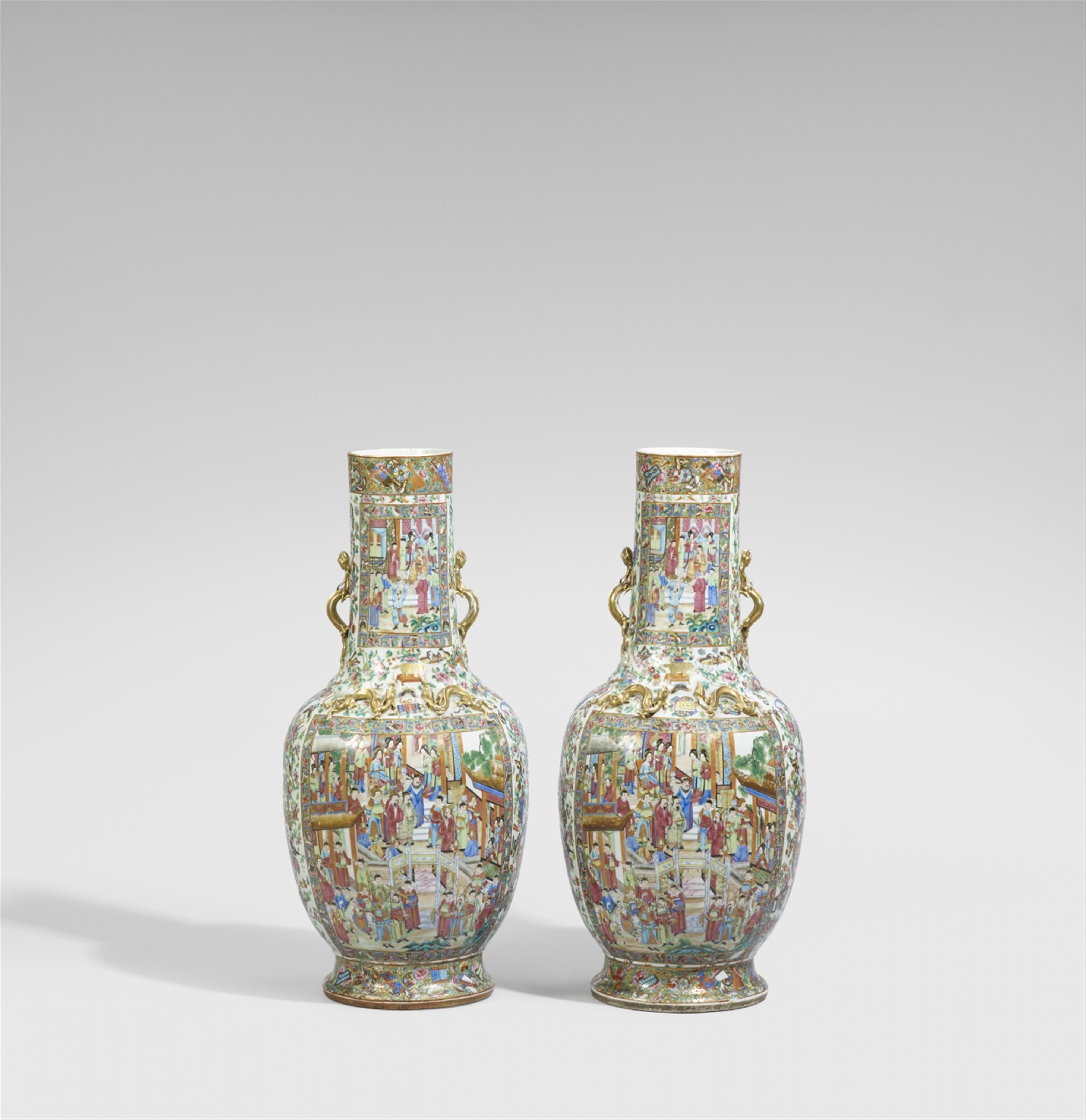 A pair of large Canton famille rose vases. 19th century - image-1