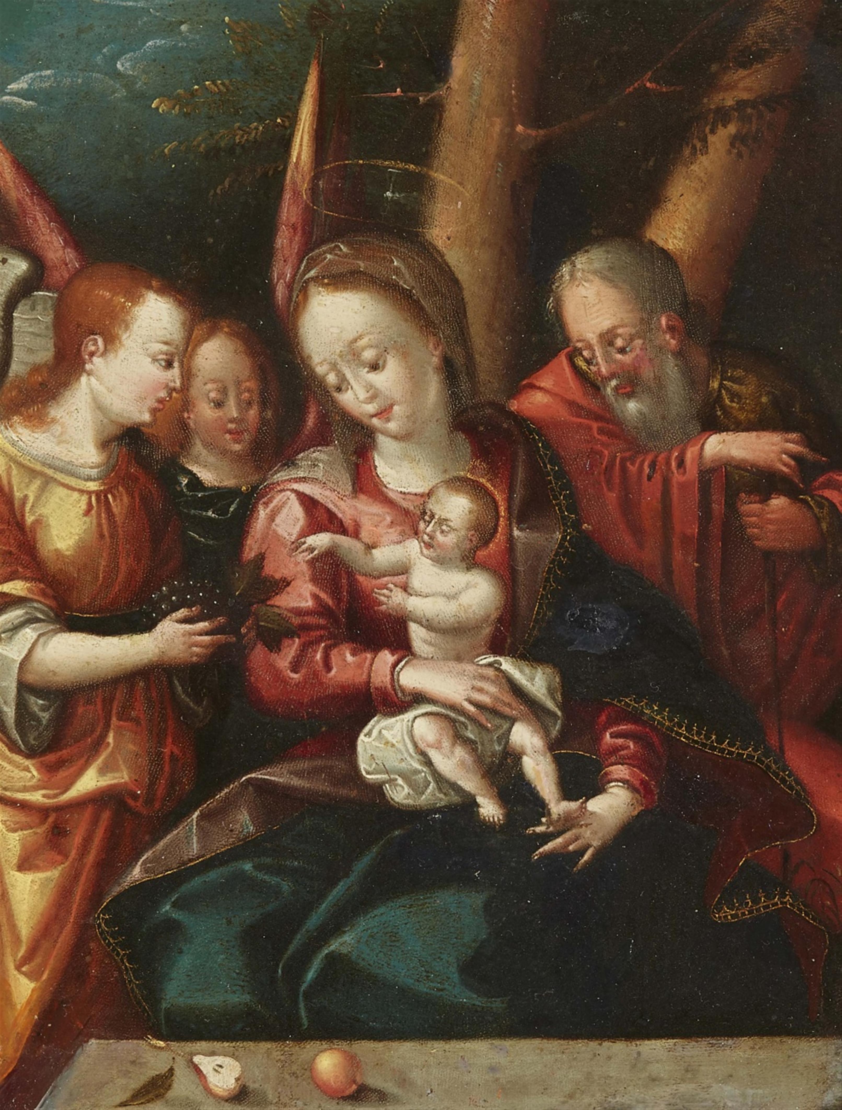 Flemish School 16th century - The Holy Family with Adoring Angels - image-1