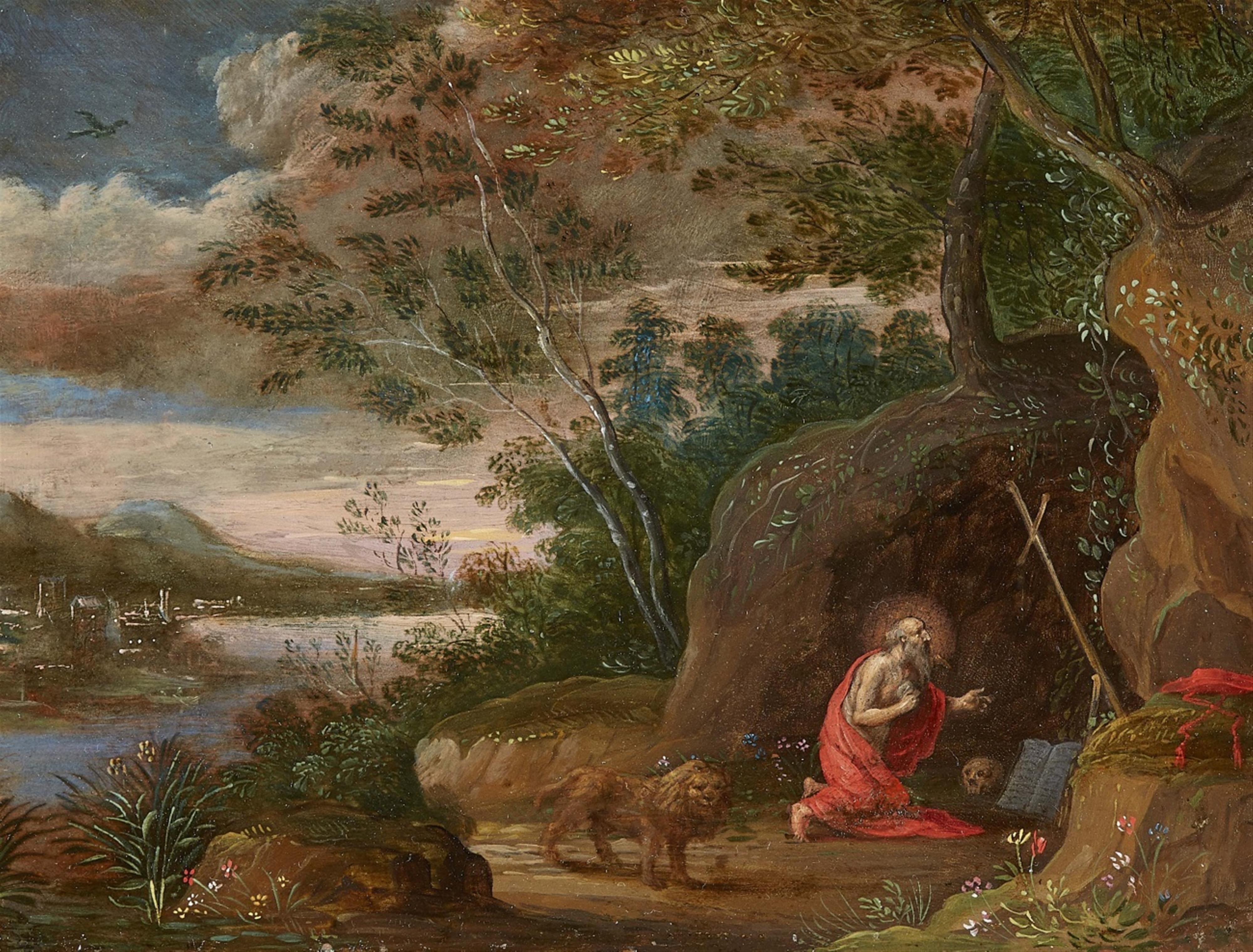 Flemish School 17th century - Landscape with Saint Jerome - image-1