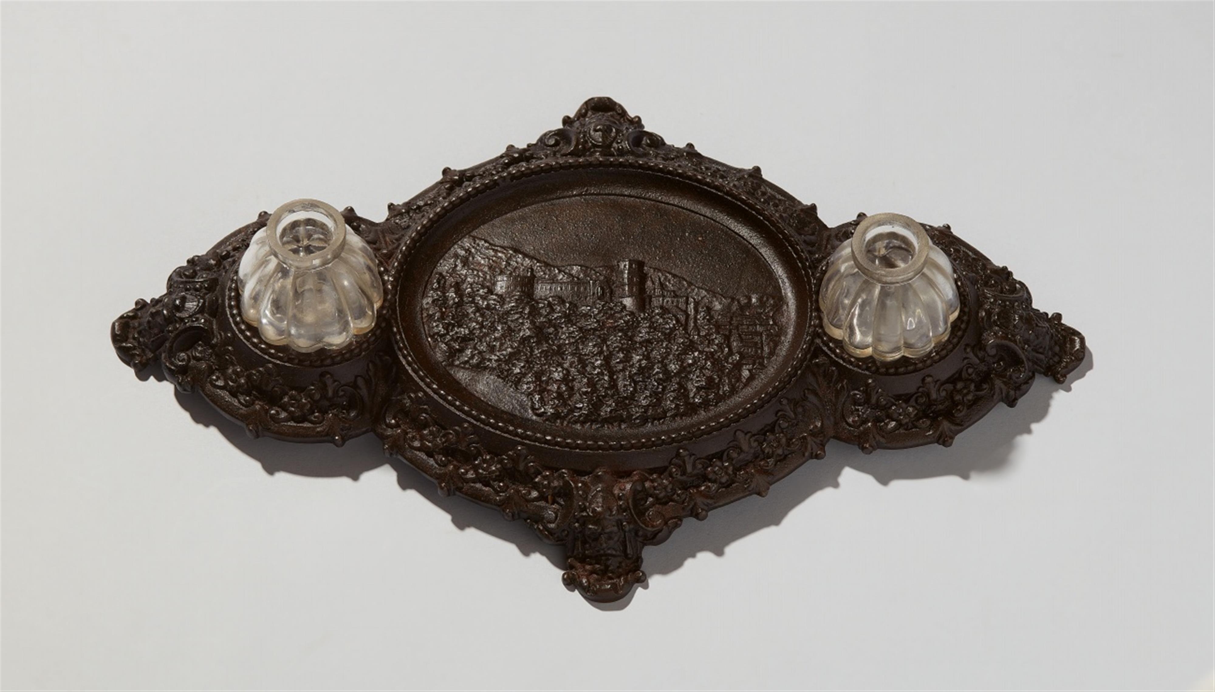 A cast iron writing set with a view of Heidelberg Palace - image-1