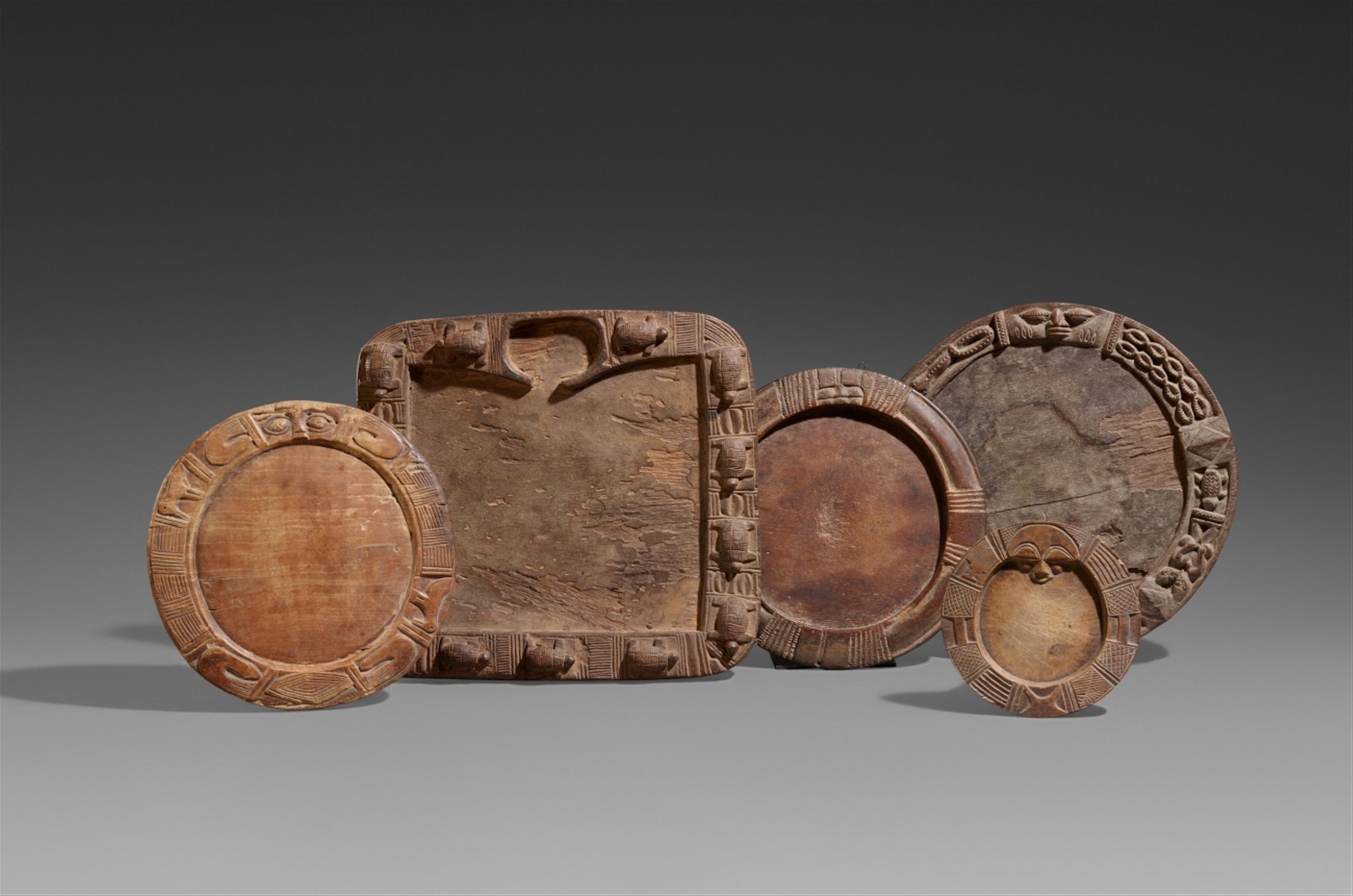 FIVE YORUBA TRAYS AND A BOX FOR IFA DIVINATION - image-1