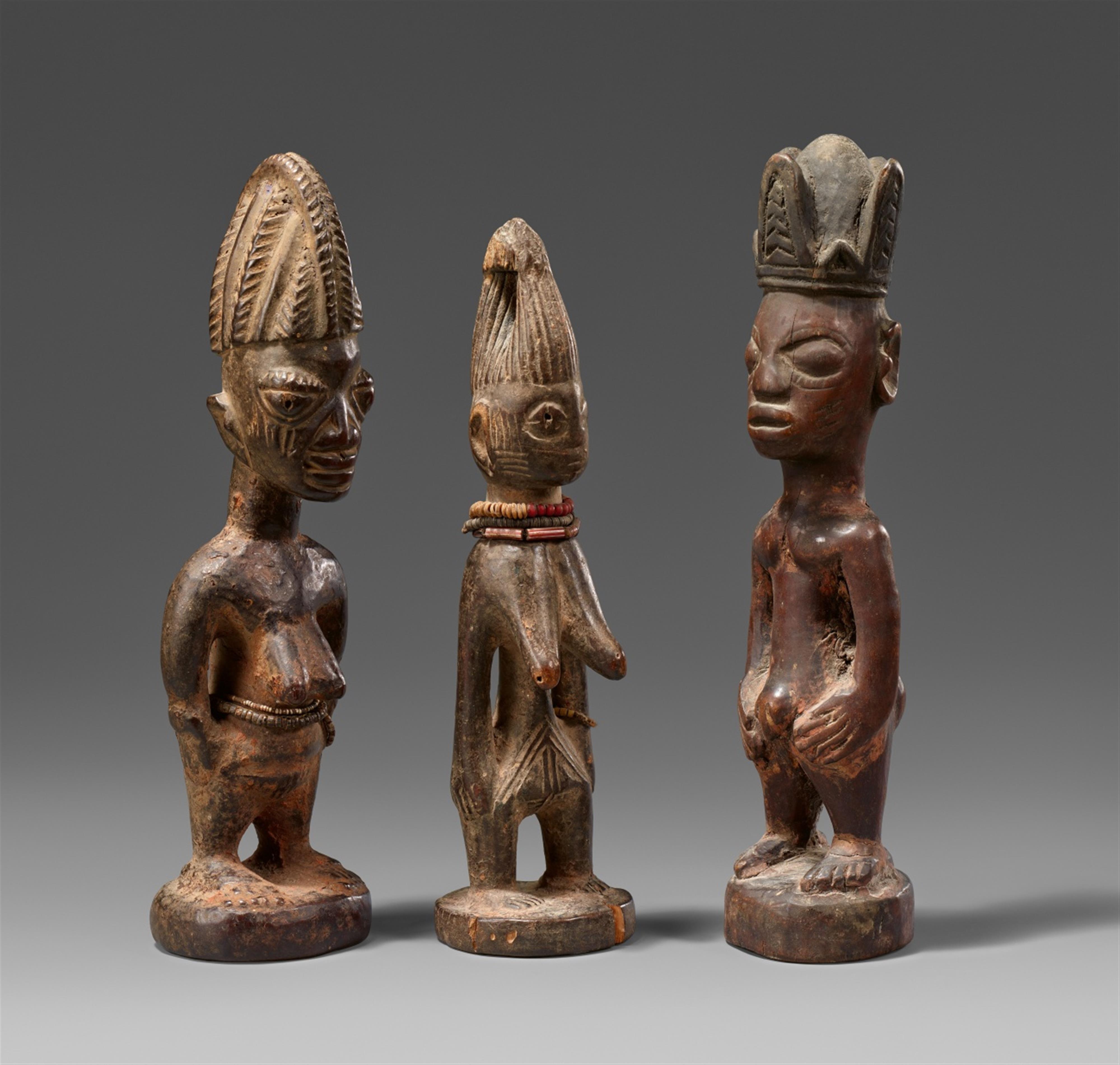 THREE YORUBA TWIN FIGURES - image-1