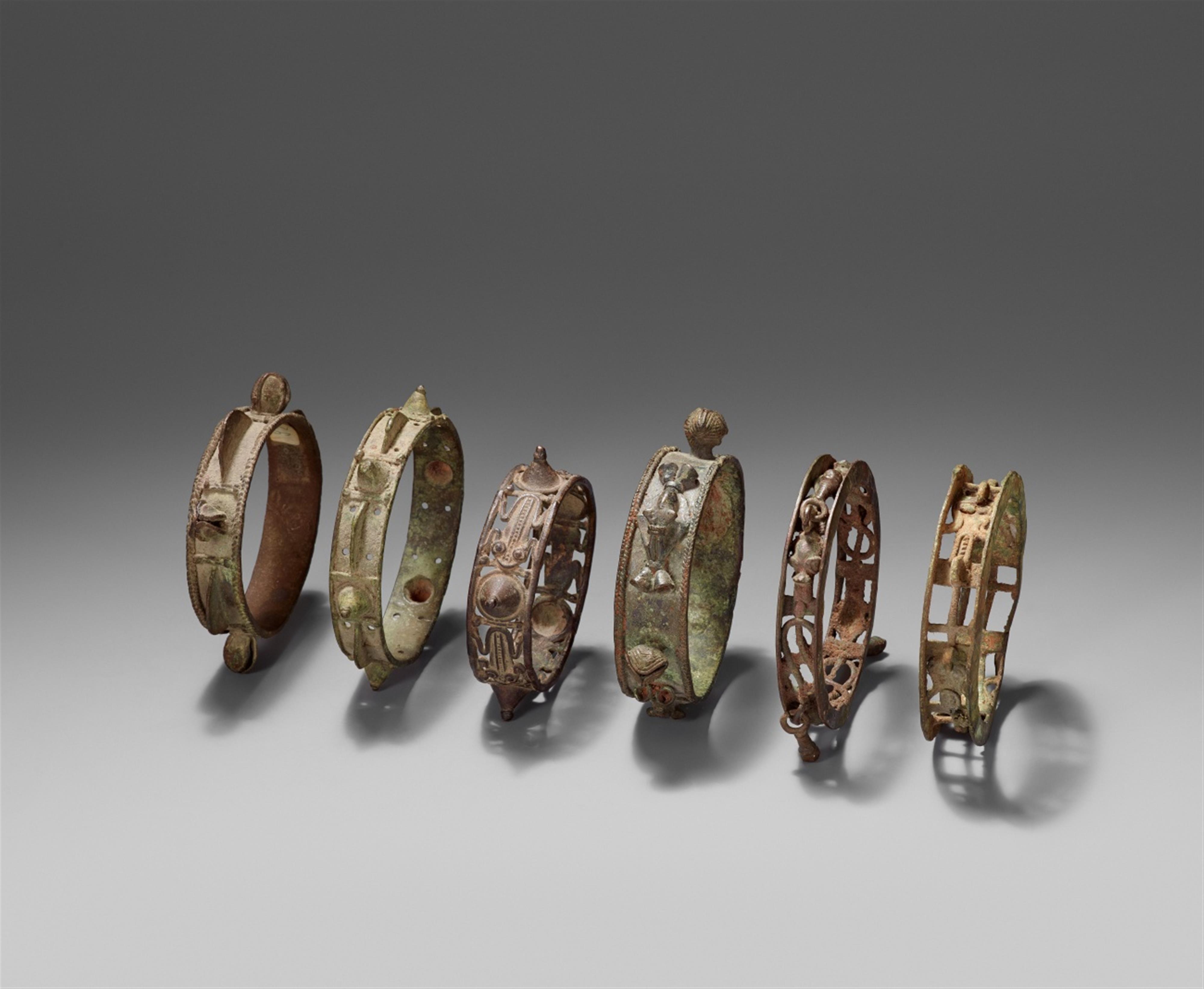 SIX YORUBA BRASS CHIEFTAIN’S ANKLETS OR CUFFS  - image-1