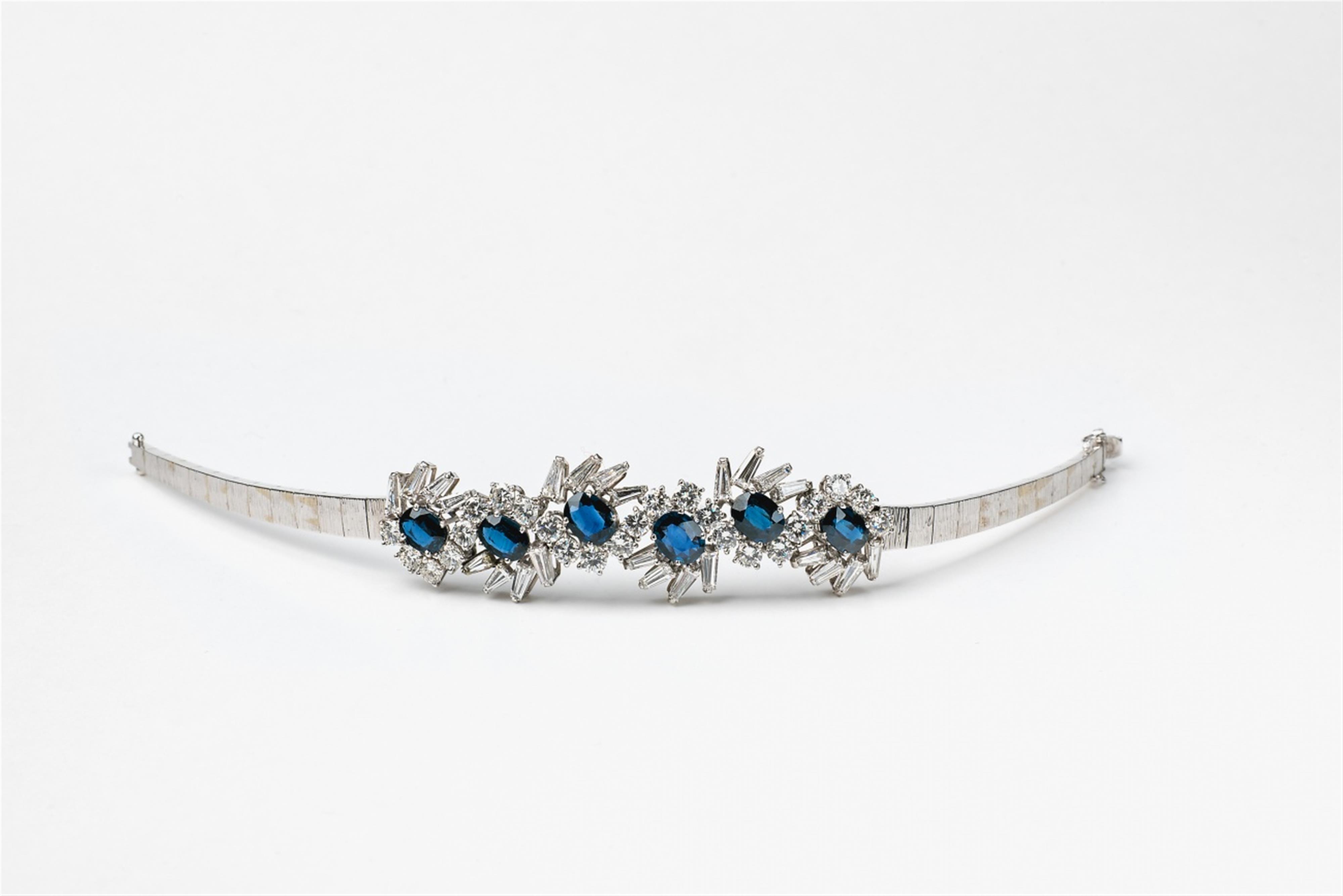 An 18k white gold and sapphire bracelet - image-1