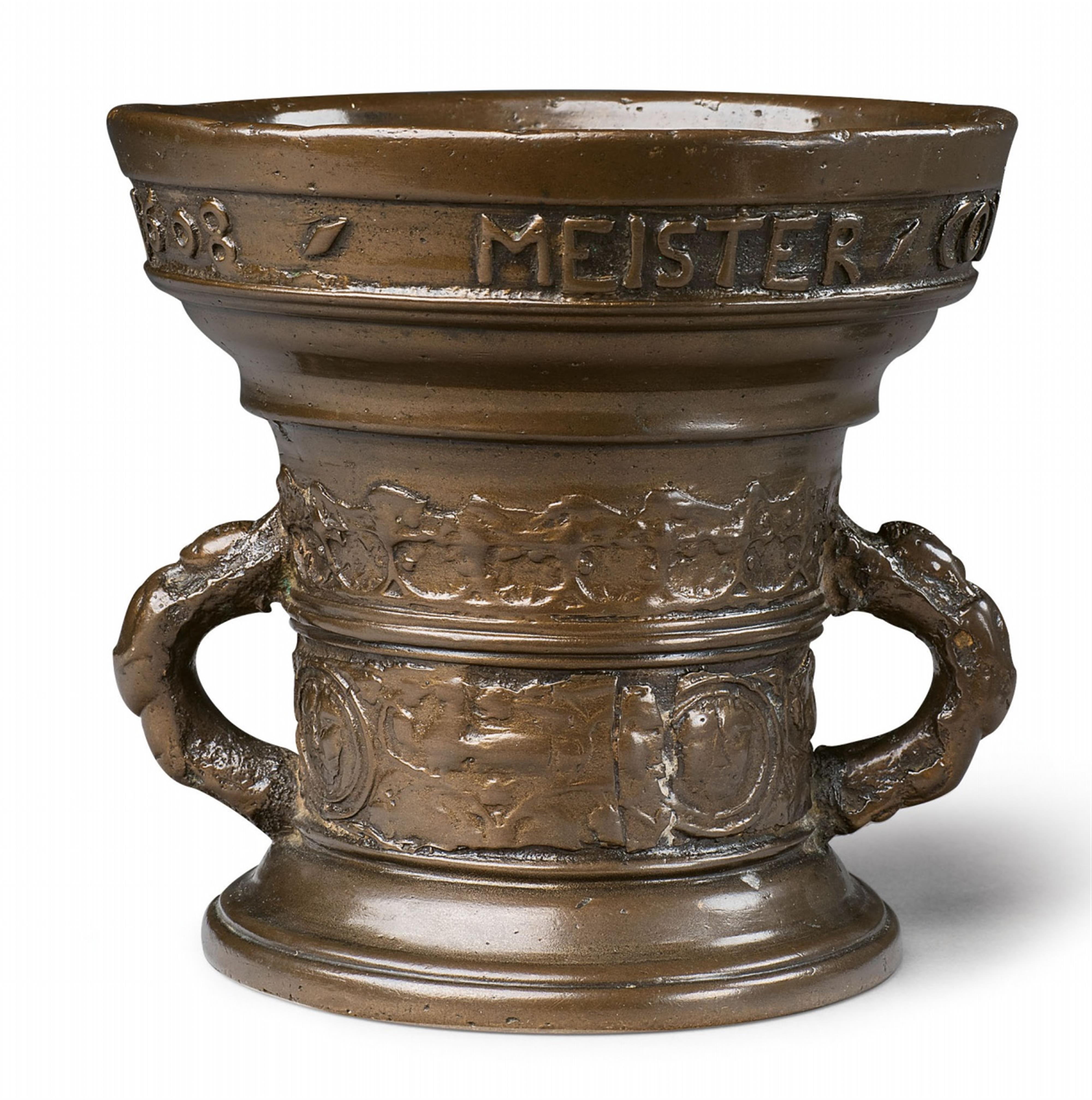 A signed mortar with figural handles - image-2