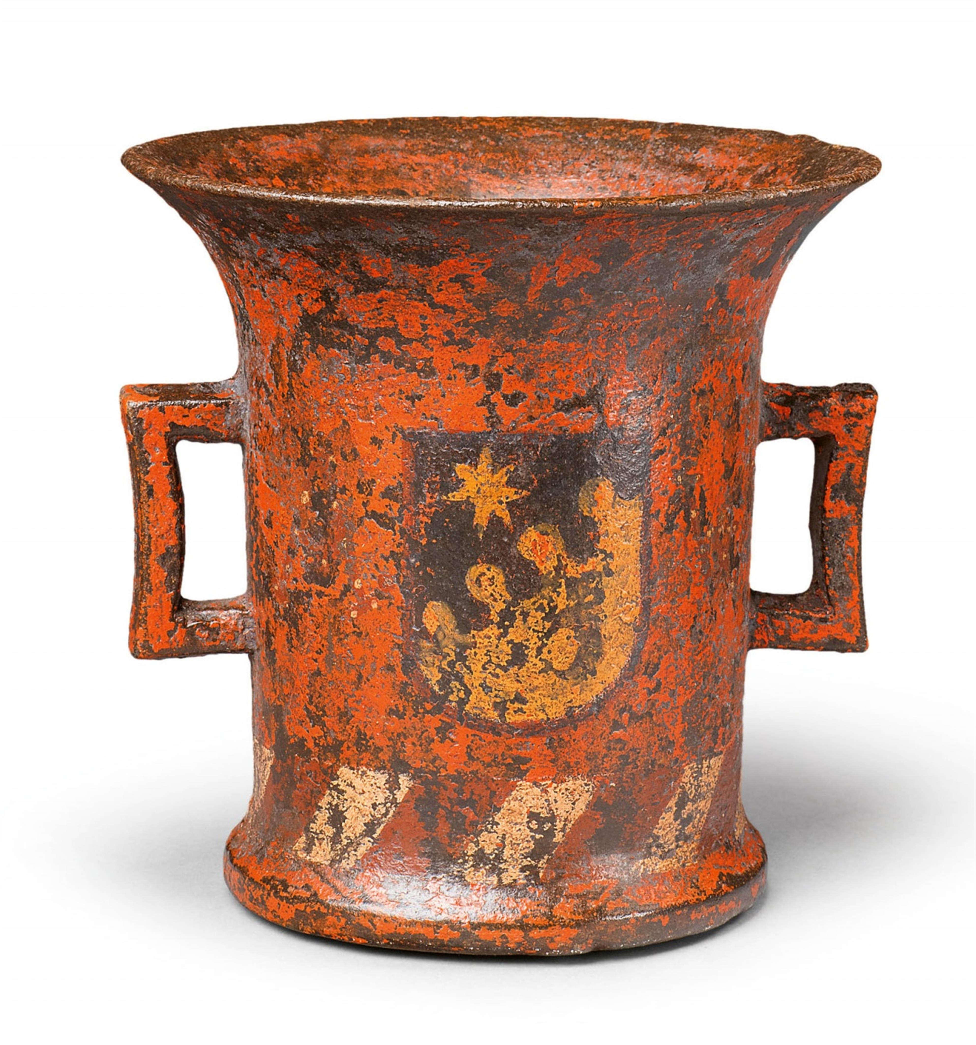 A Tyrolese painted iron mortar - image-1