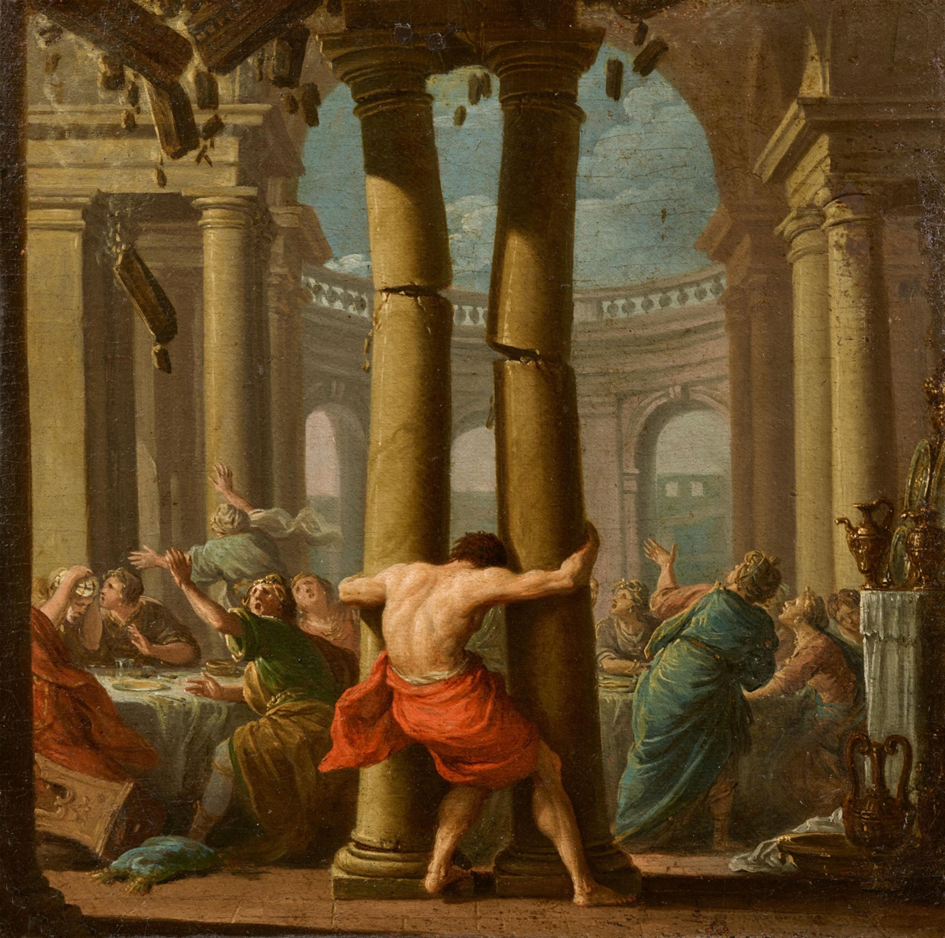 Bologneser Meister des frühen 18. Jahrhunderts - Samson und Dalila Samson bringt den Philistertempel zum Einsturz Zwei Gemälde - image-1
