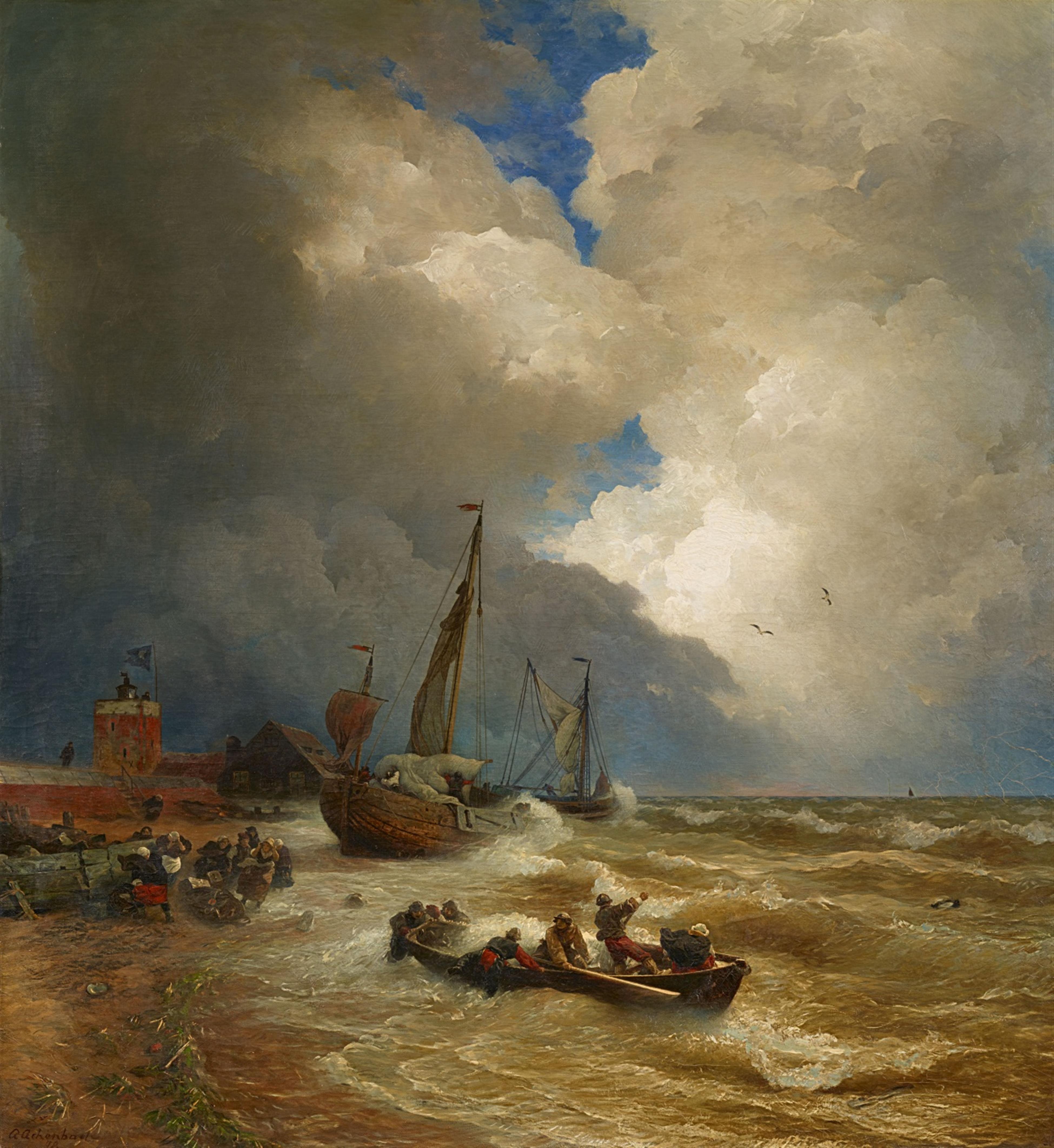 Andreas Achenbach - Stormy Coastal Landscape - image-1