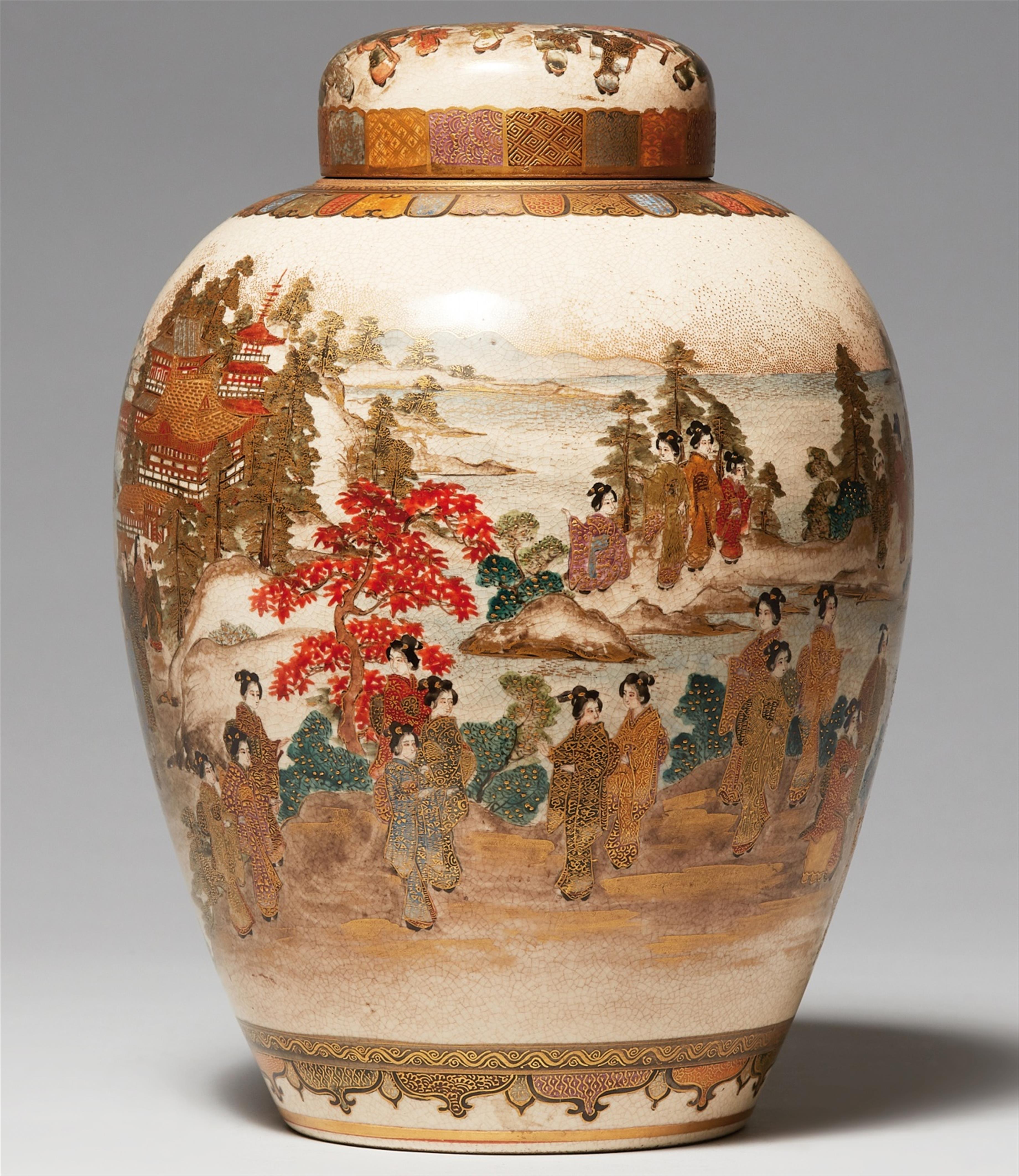 A Satsuma lidded jar. Kyoto. Late 19th century - image-1