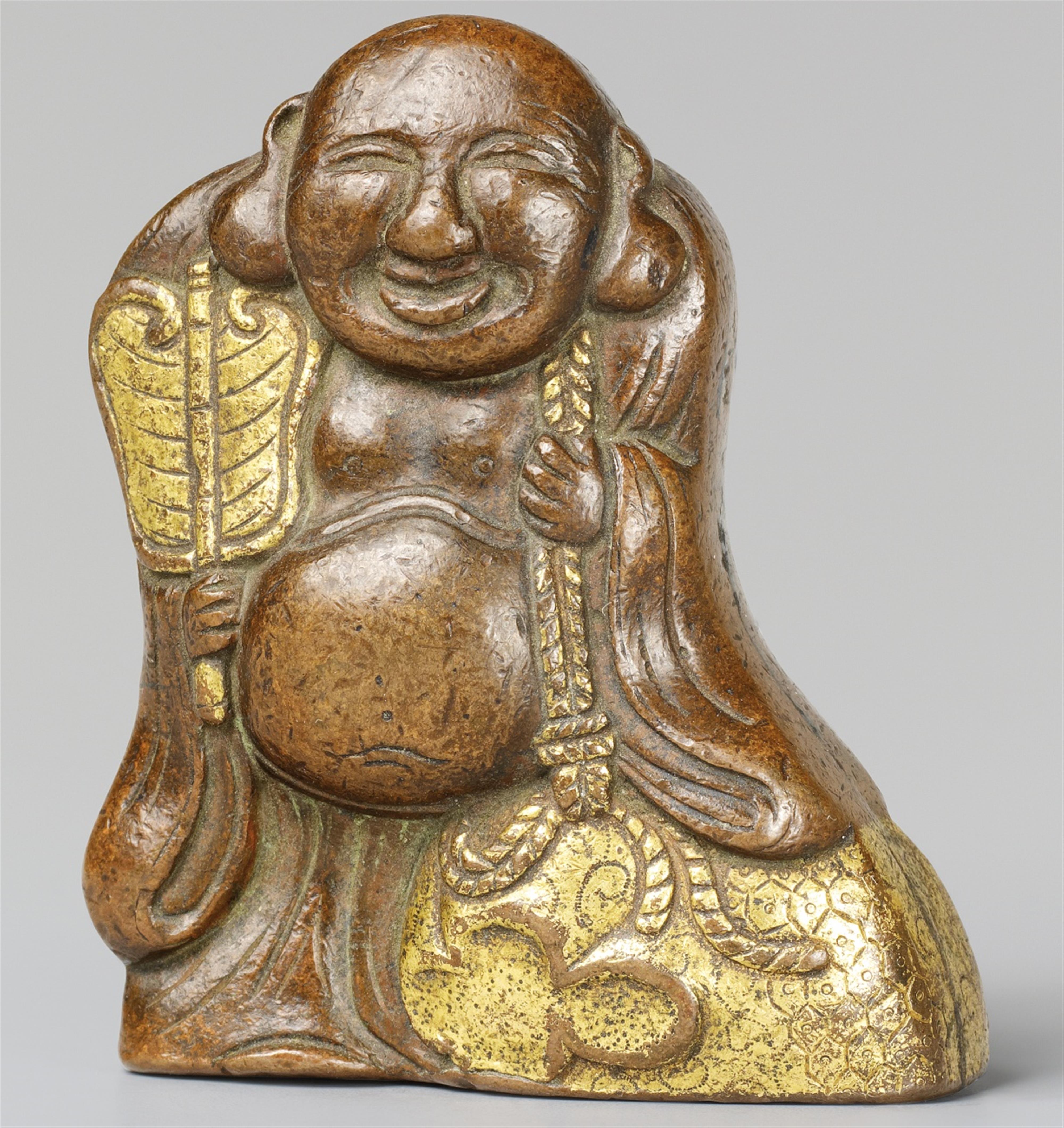 A copper alloy netsuke of a Fushimi ningyo. 19th century - image-1